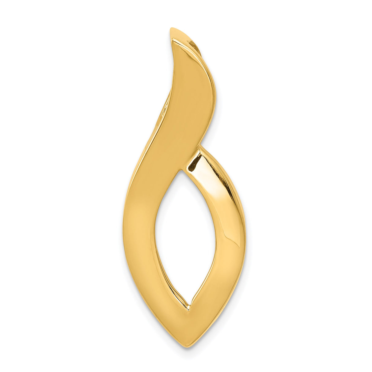 14k Yellow Gold Flame Shaped Pendant, Abstract Fire Inspired Charm for Women