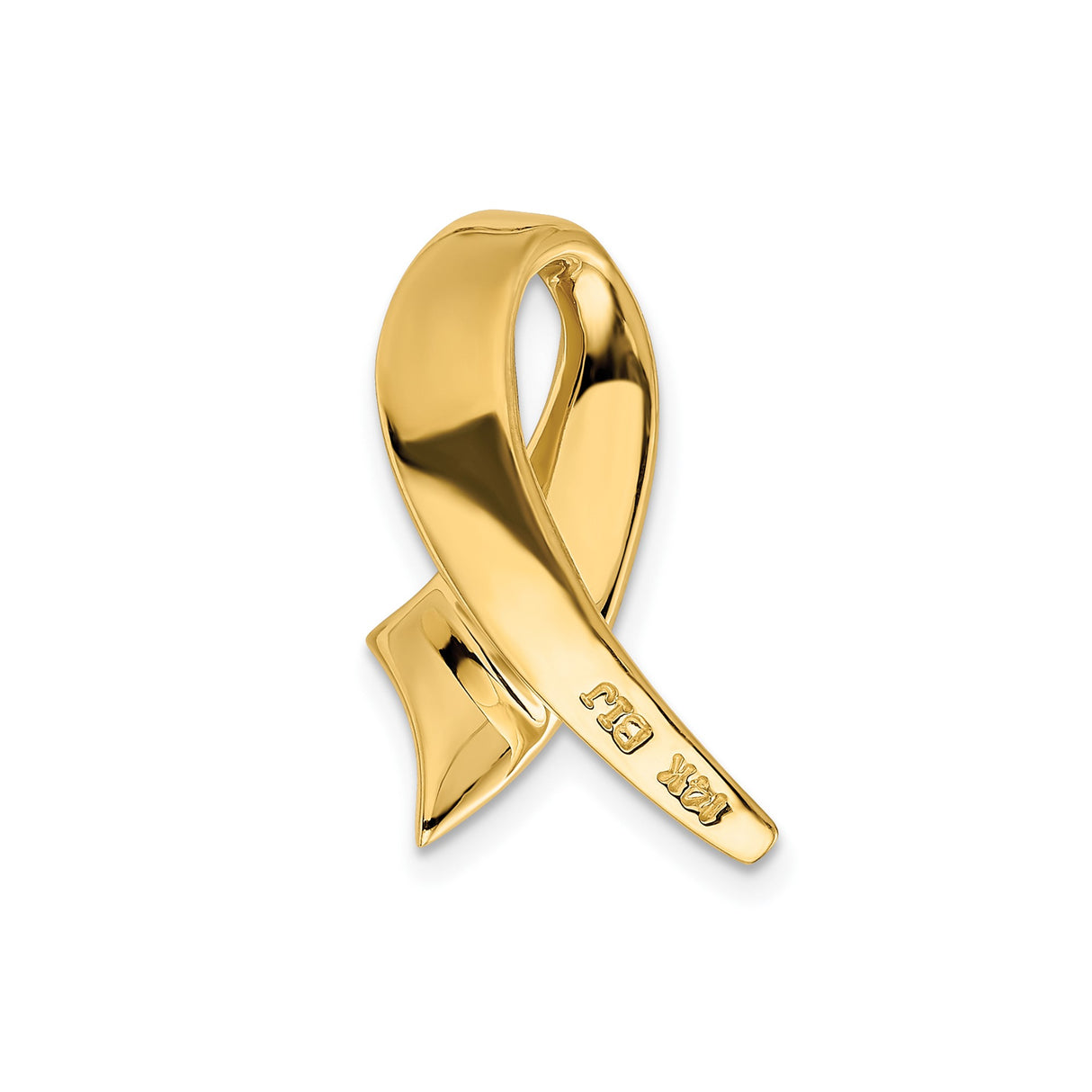 14k Yellow Gold Awareness Ribbon Pendant, Minimalist Symbolic Charm for Support and Hope