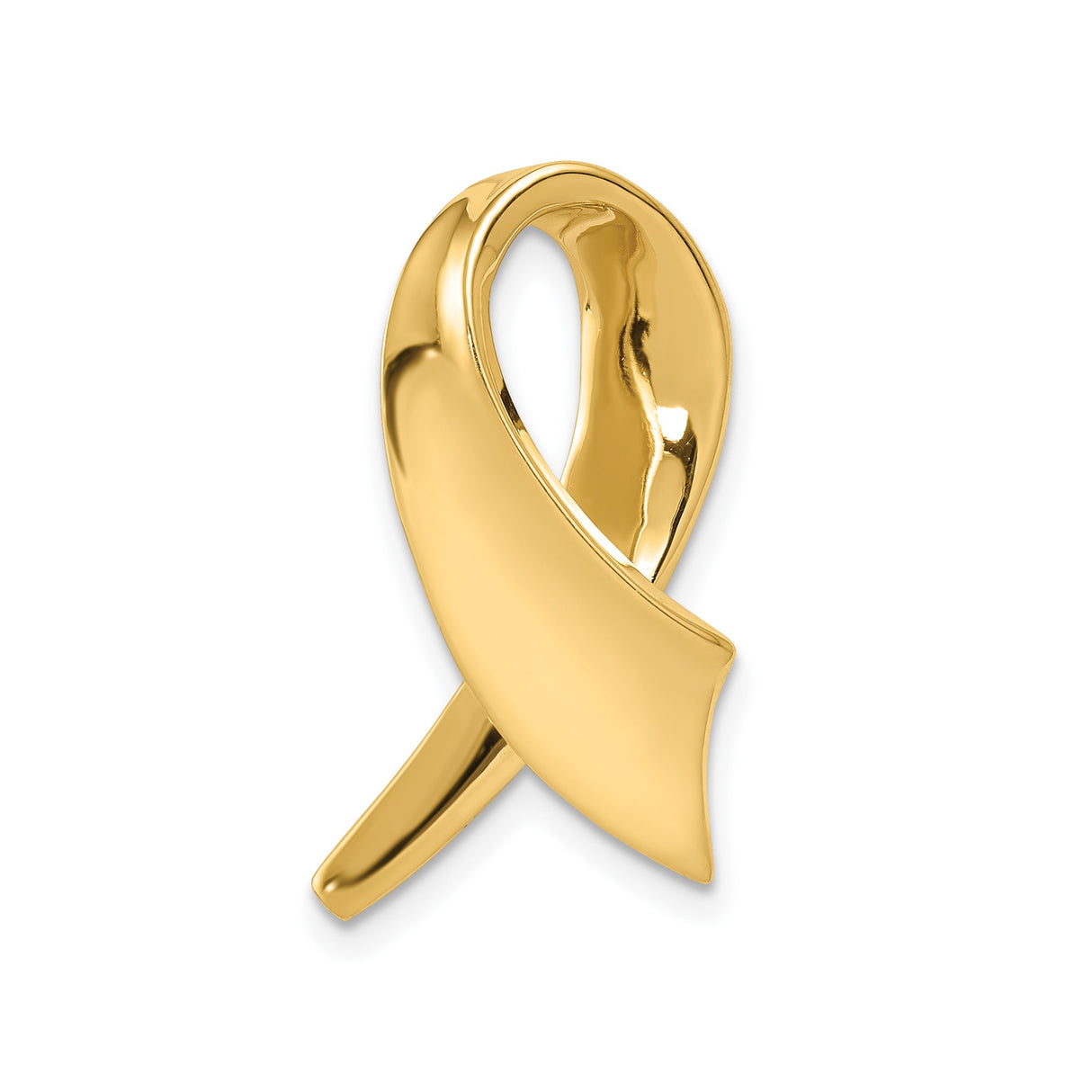 14k Yellow Gold Awareness Ribbon Pendant, Minimalist Symbolic Charm for Support and Hope