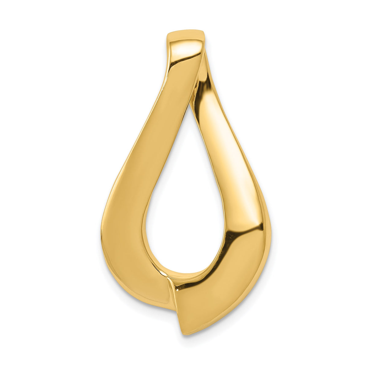 14k Yellow Gold Teardrop Pendant, Sleek Minimalist Fluid Design for Women