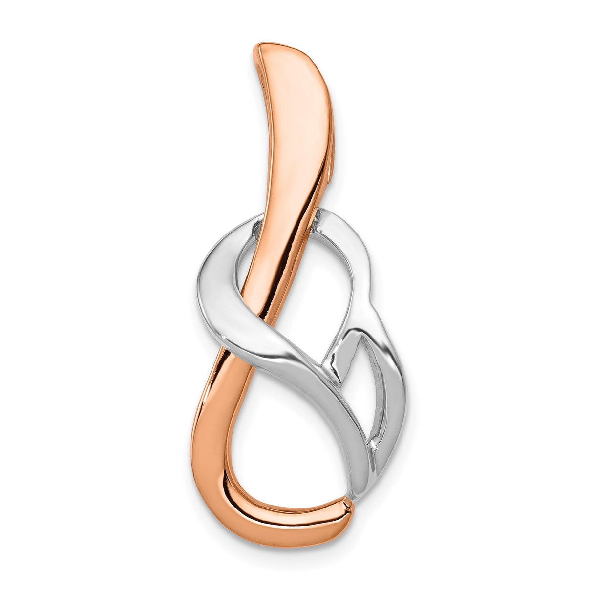 14k Two-Tone Gold Infinity Twist Pendant, Abstract Symbol of Eternal Love