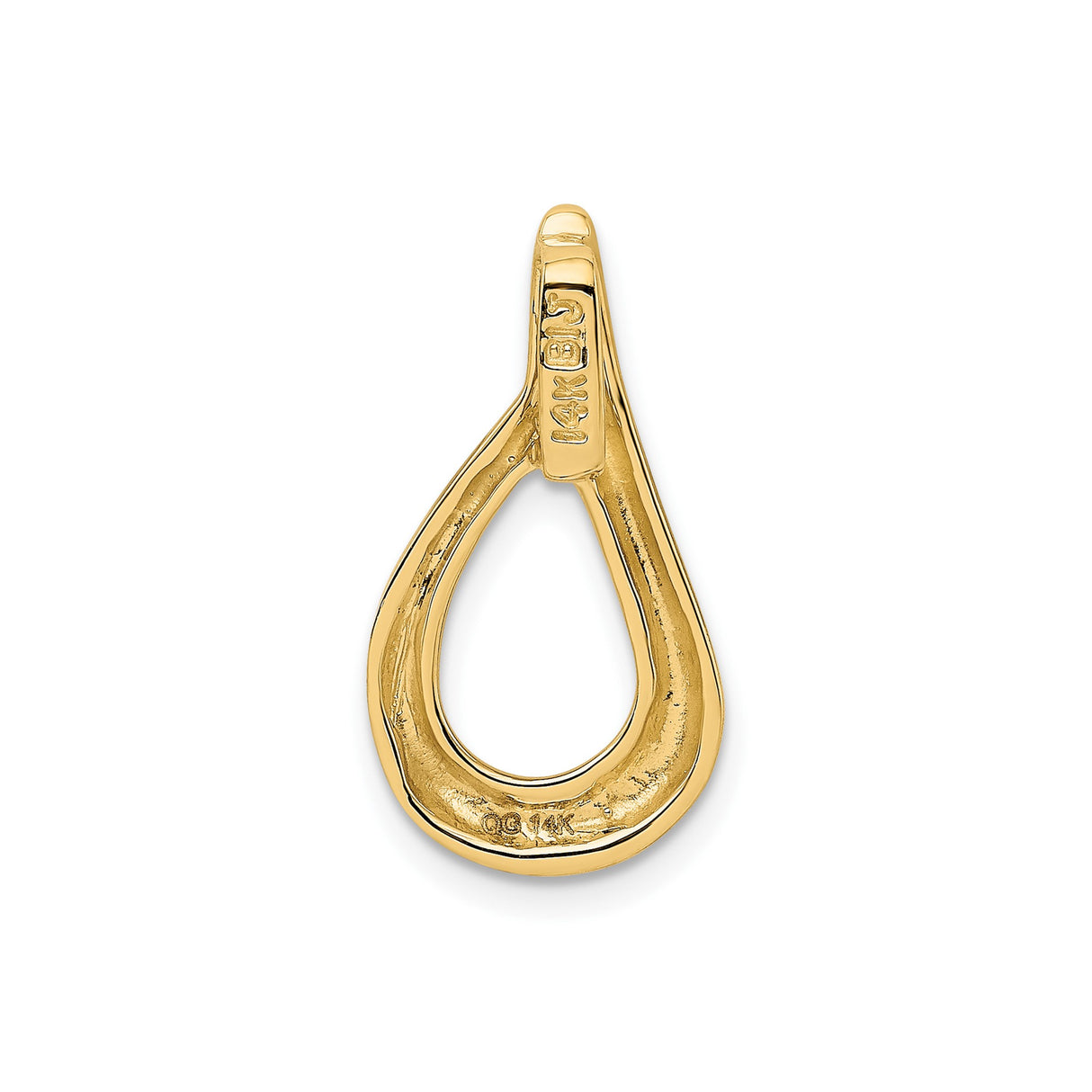 14k Yellow Gold Teardrop Pendant, Sleek Modern Omega Slide Minimalist Design for Women