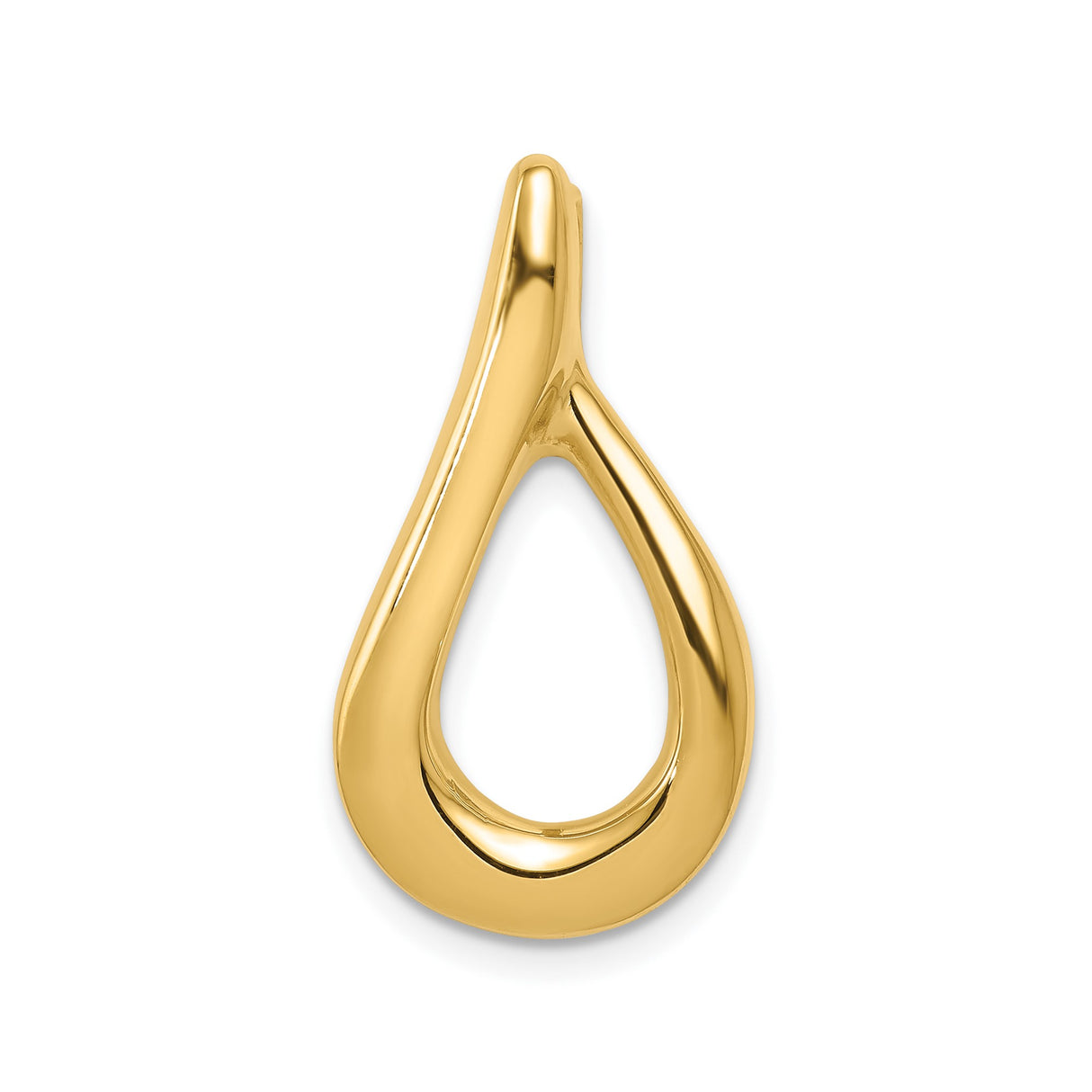 14k Yellow Gold Teardrop Pendant, Sleek Modern Omega Slide Minimalist Design for Women