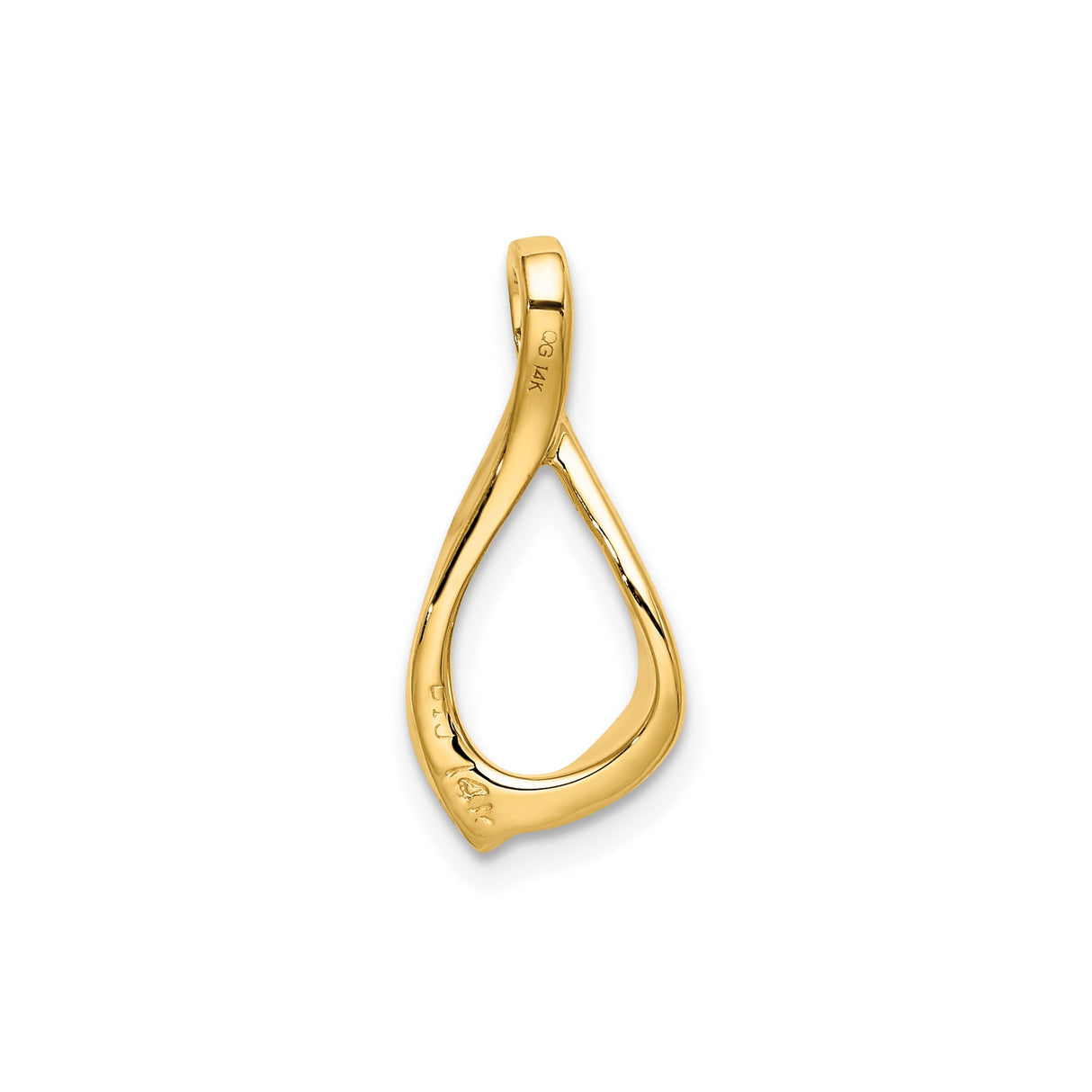 14k Yellow Gold Open Teardrop Pendant with Modern Twisted Design