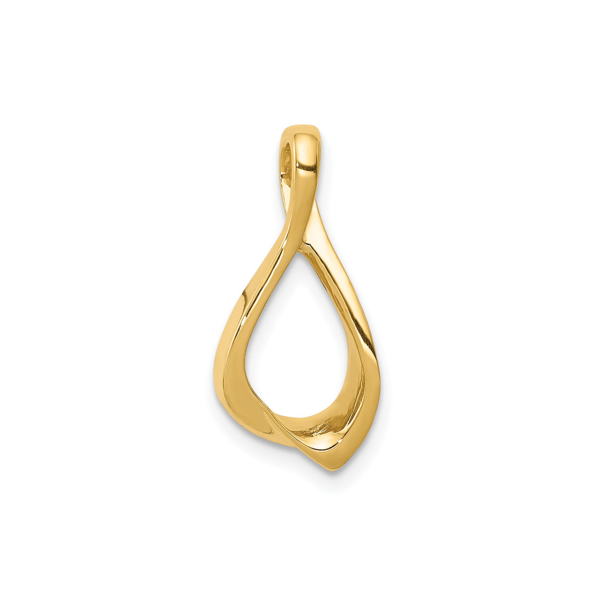 14k Yellow Gold Open Teardrop Pendant with Modern Twisted Design