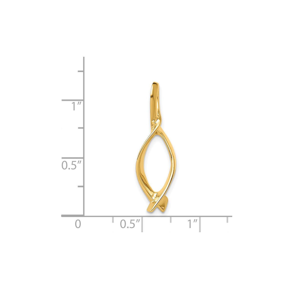 14k Yellow Gold Ichthys Pendant, Open Cut Jesus Fish Religious Charm, Unisex Christian Jewelry