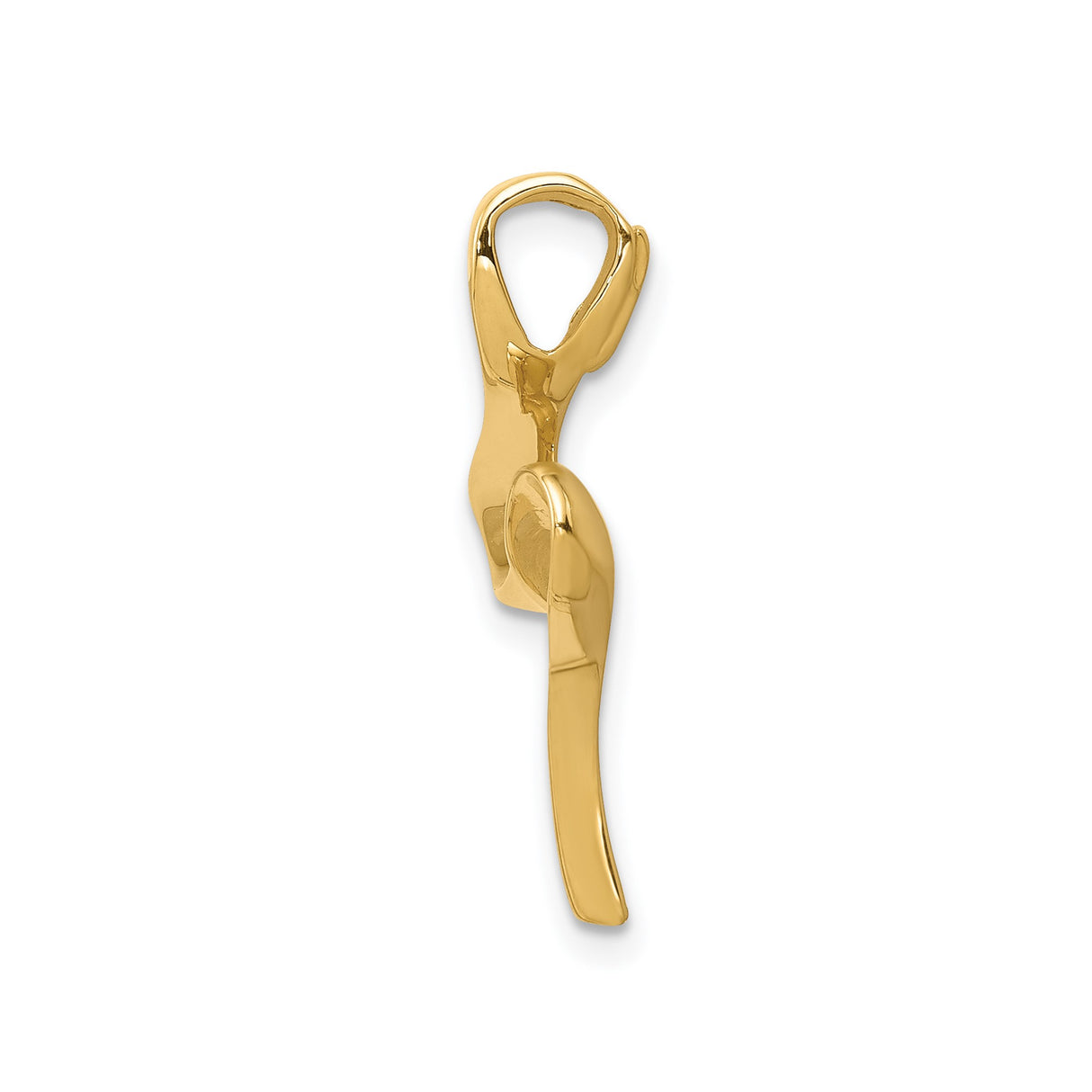 14k Yellow Gold Pendant with Fluid Organic Shape, Modern Abstract Freeform Design