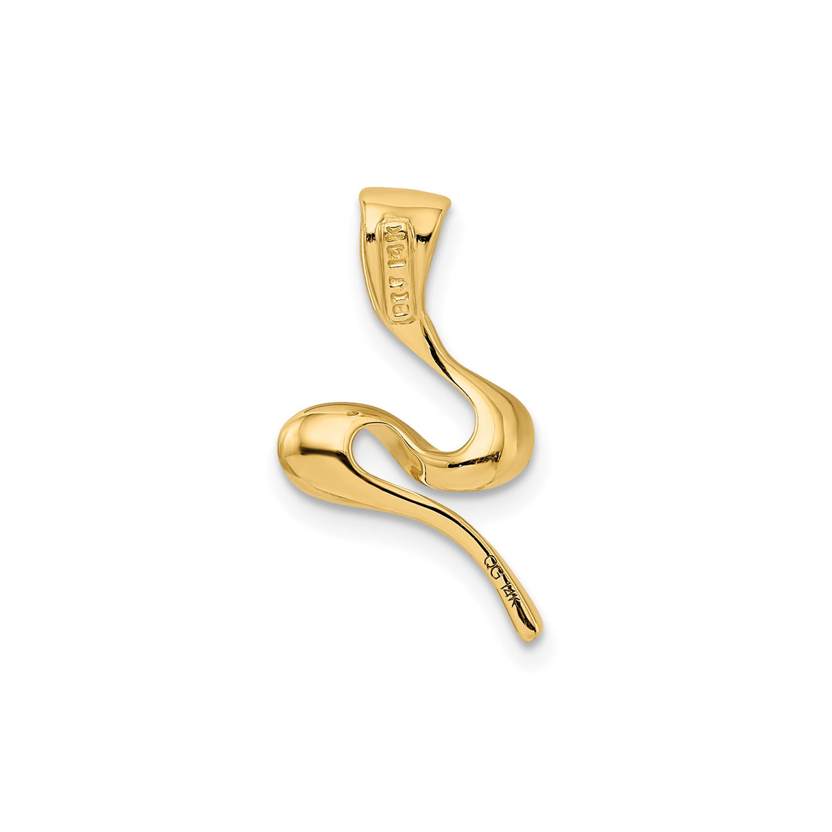 14k Yellow Gold Pendant with Fluid Organic Shape, Modern Abstract Freeform Design