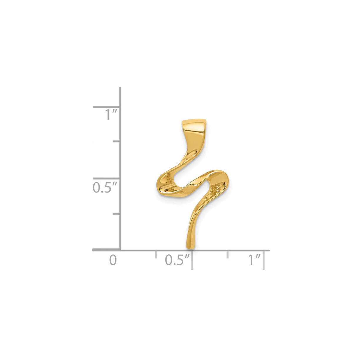 14k Yellow Gold Pendant with Fluid Organic Shape, Modern Abstract Freeform Design