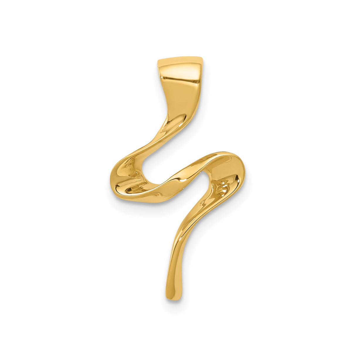 14k Yellow Gold Pendant with Fluid Organic Shape, Modern Abstract Freeform Design