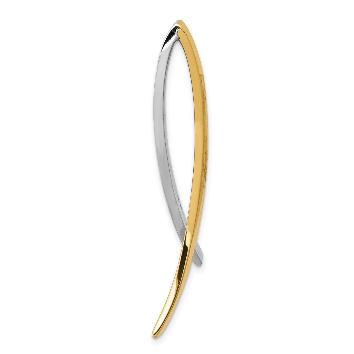 14k Two-Tone Gold Awareness Ribbon Pendant, White and Yellow Gold Symbolic Design