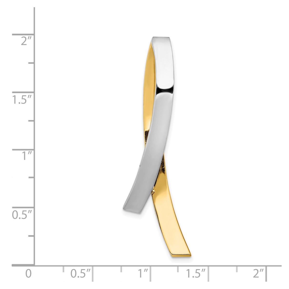 14k Two-Tone Gold Awareness Ribbon Pendant, White and Yellow Gold Symbolic Design