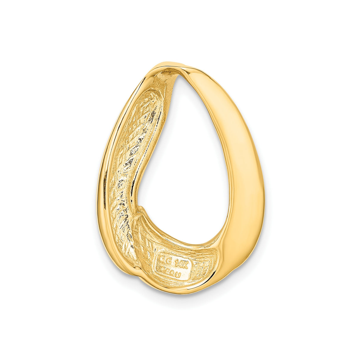 14k Yellow Gold Teardrop Pendant, Abstract Minimalist Fluid Design, Modern Oval Shape for Women