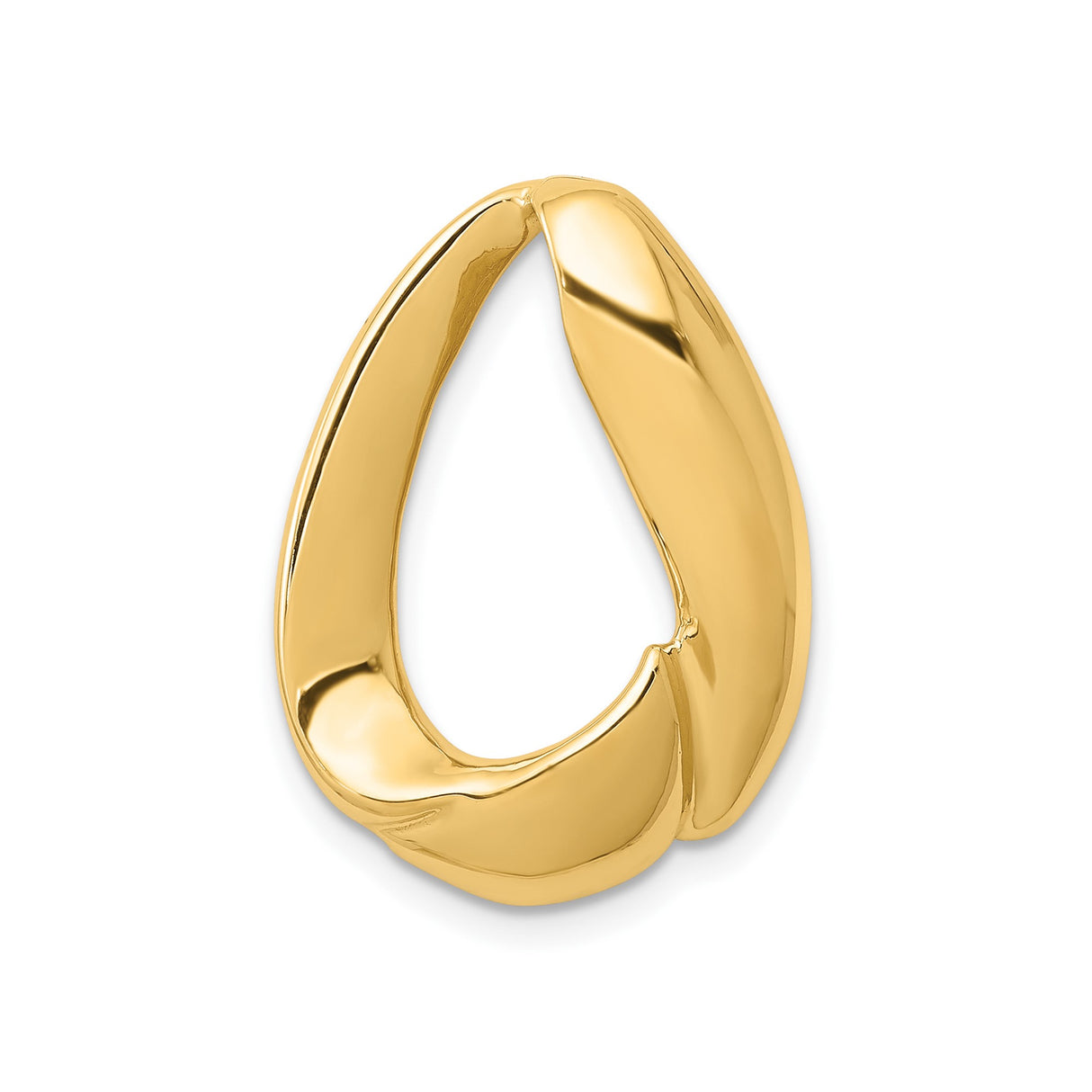 14k Yellow Gold Teardrop Pendant, Abstract Minimalist Fluid Design, Modern Oval Shape for Women