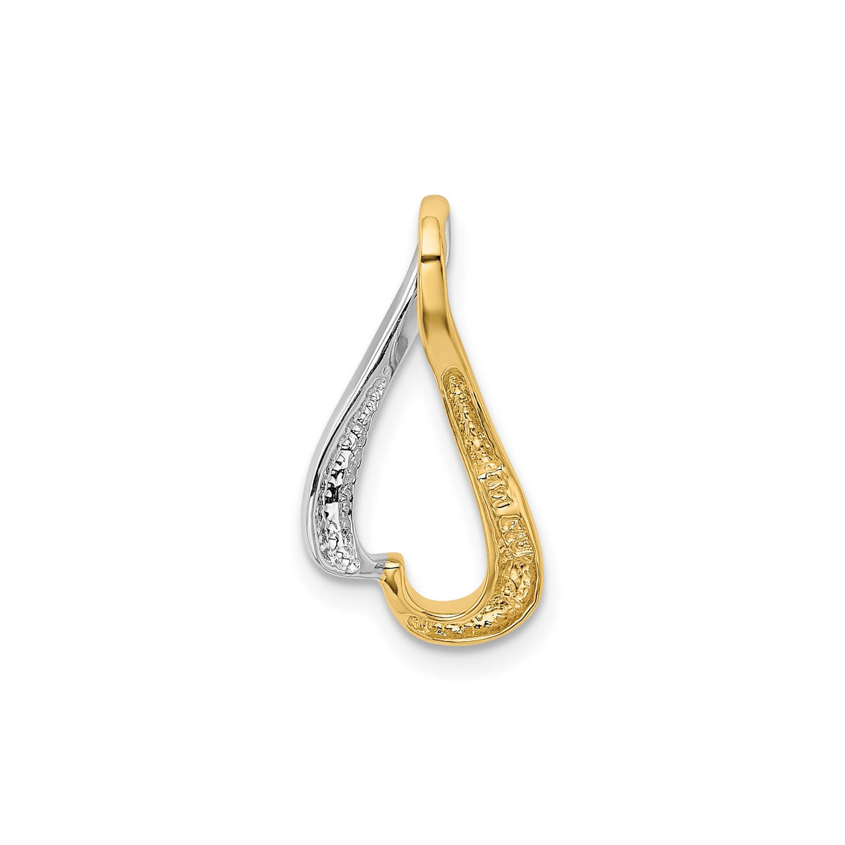 14k Two-Tone Gold Heart Pendant, Modern Minimalist Design for Women