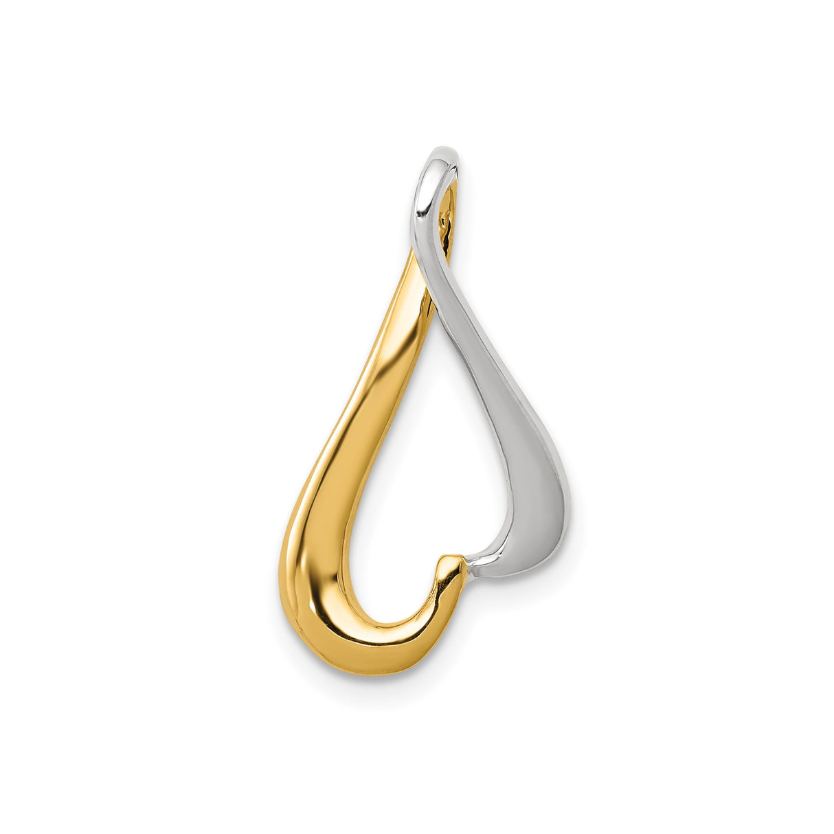 14k Two-Tone Gold Heart Pendant, Modern Minimalist Design for Women