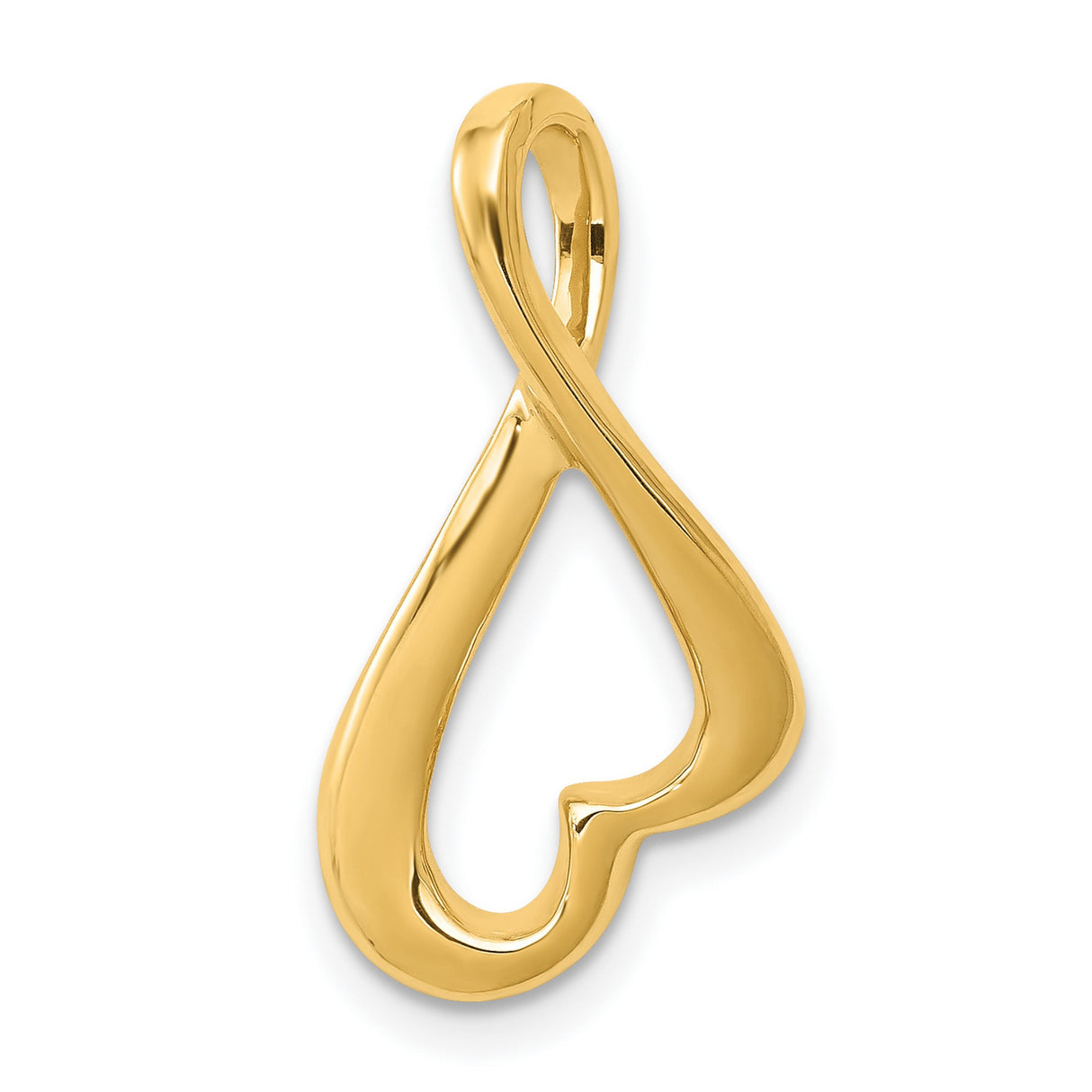 14k Yellow Gold Infinity Heart Pendant with Open Loop Design, Symbol of Eternal Love