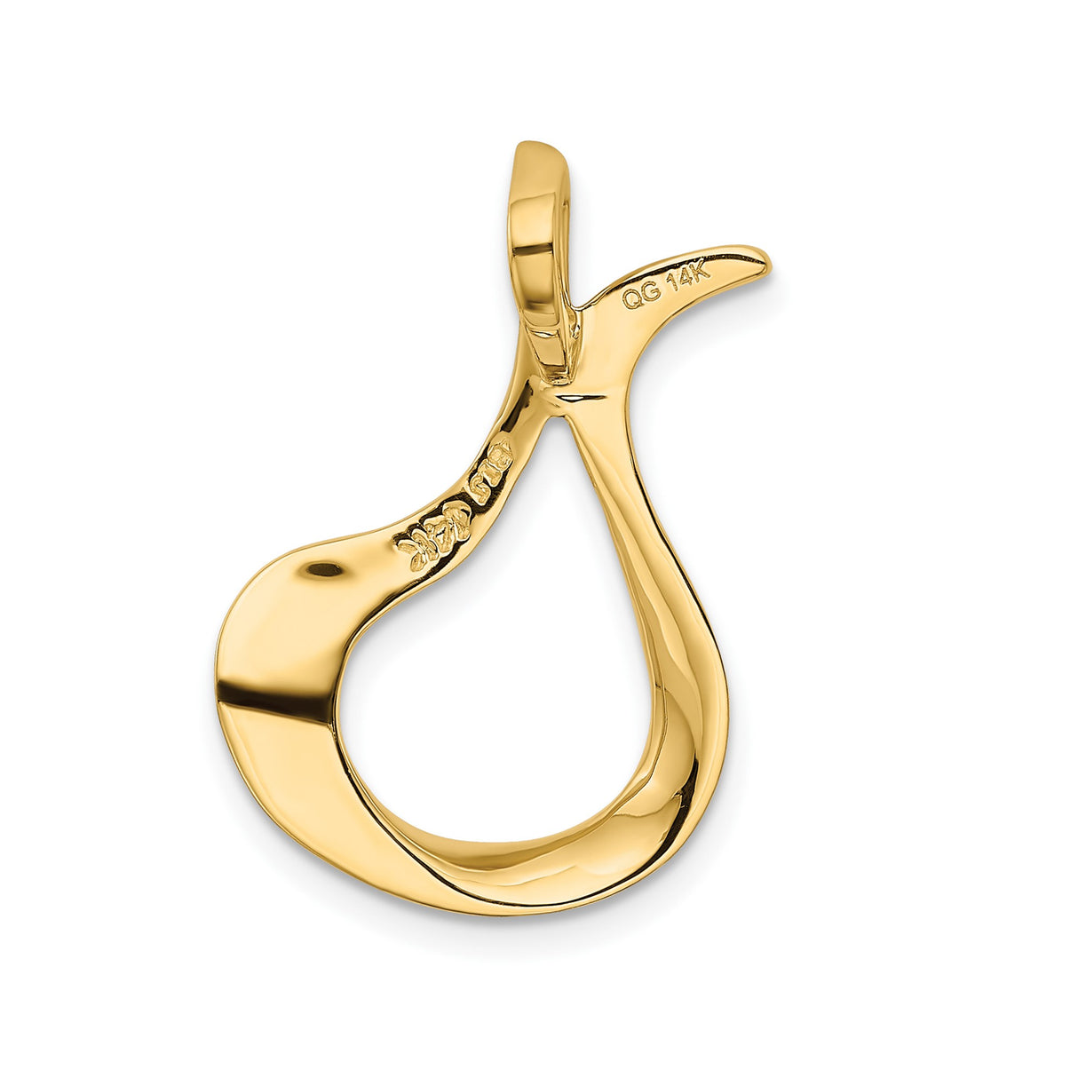 14k Yellow Gold Ichthys Pendant, Open Fish Christian Symbol, Religious Charm for Women