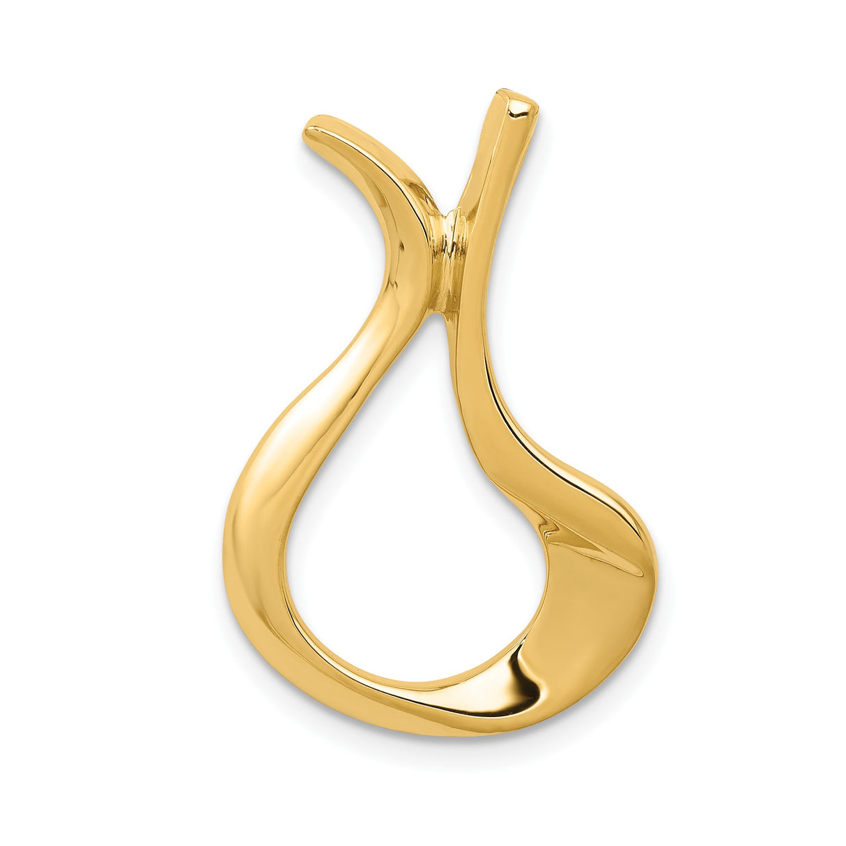 14k Yellow Gold Ichthys Pendant, Open Fish Christian Symbol, Religious Charm for Women