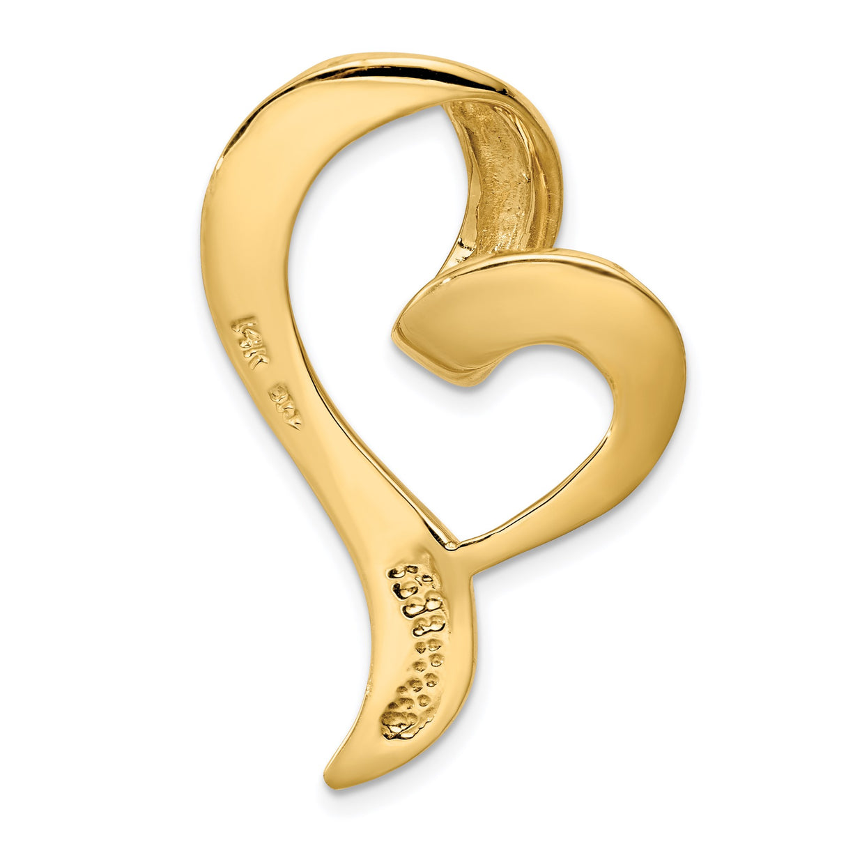 14k Yellow Gold Heart Pendant with Open Loop Design, Abstract Romantic Style for Women