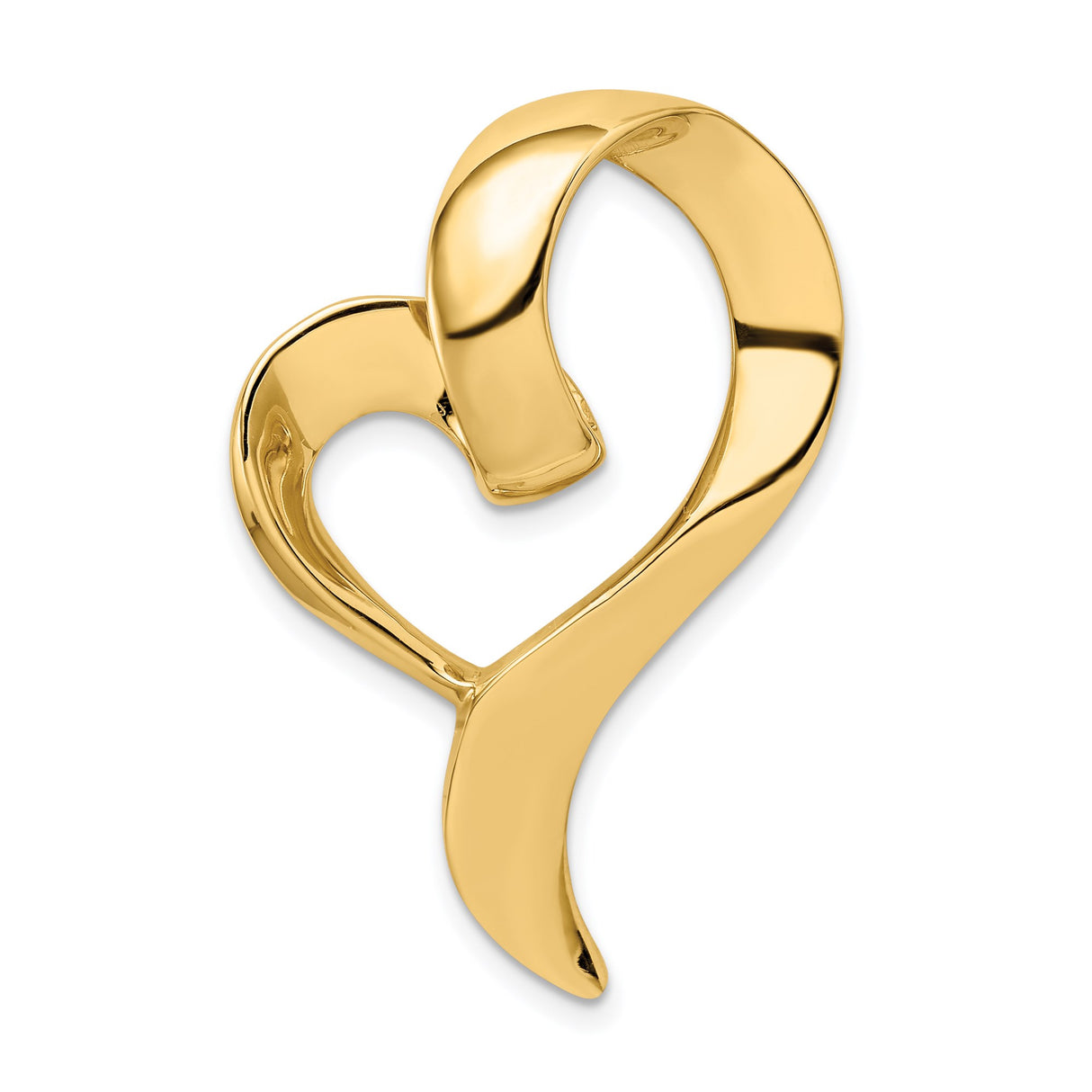 14k Yellow Gold Heart Pendant with Open Loop Design, Abstract Romantic Style for Women