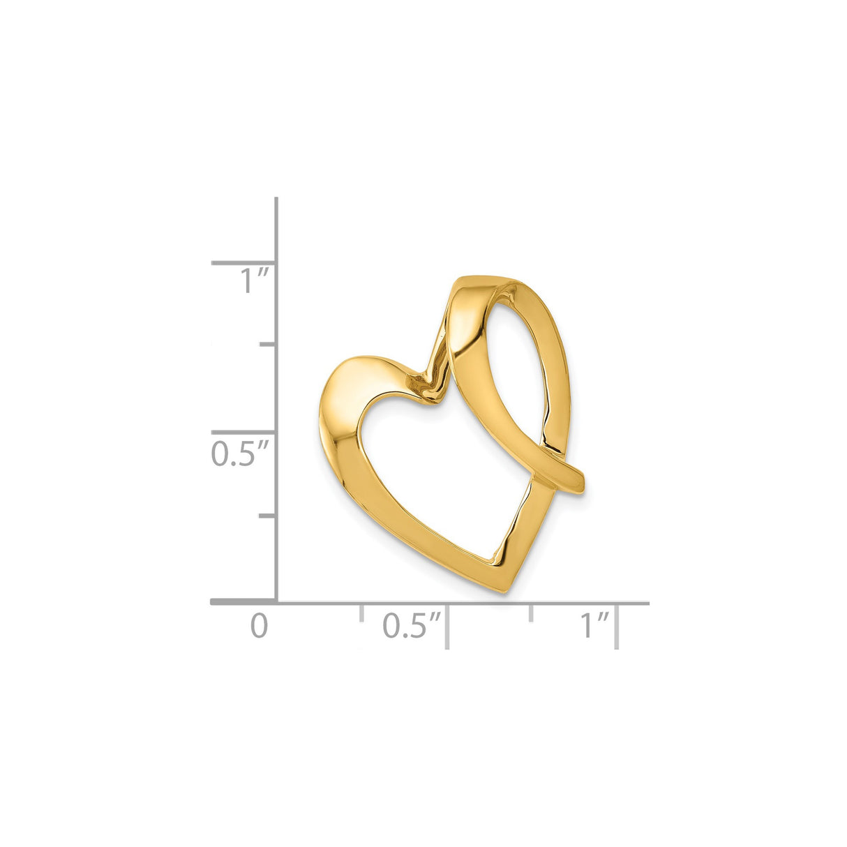 14k Yellow Gold Open Heart Pendant, Asymmetrical Minimalist Design for Women