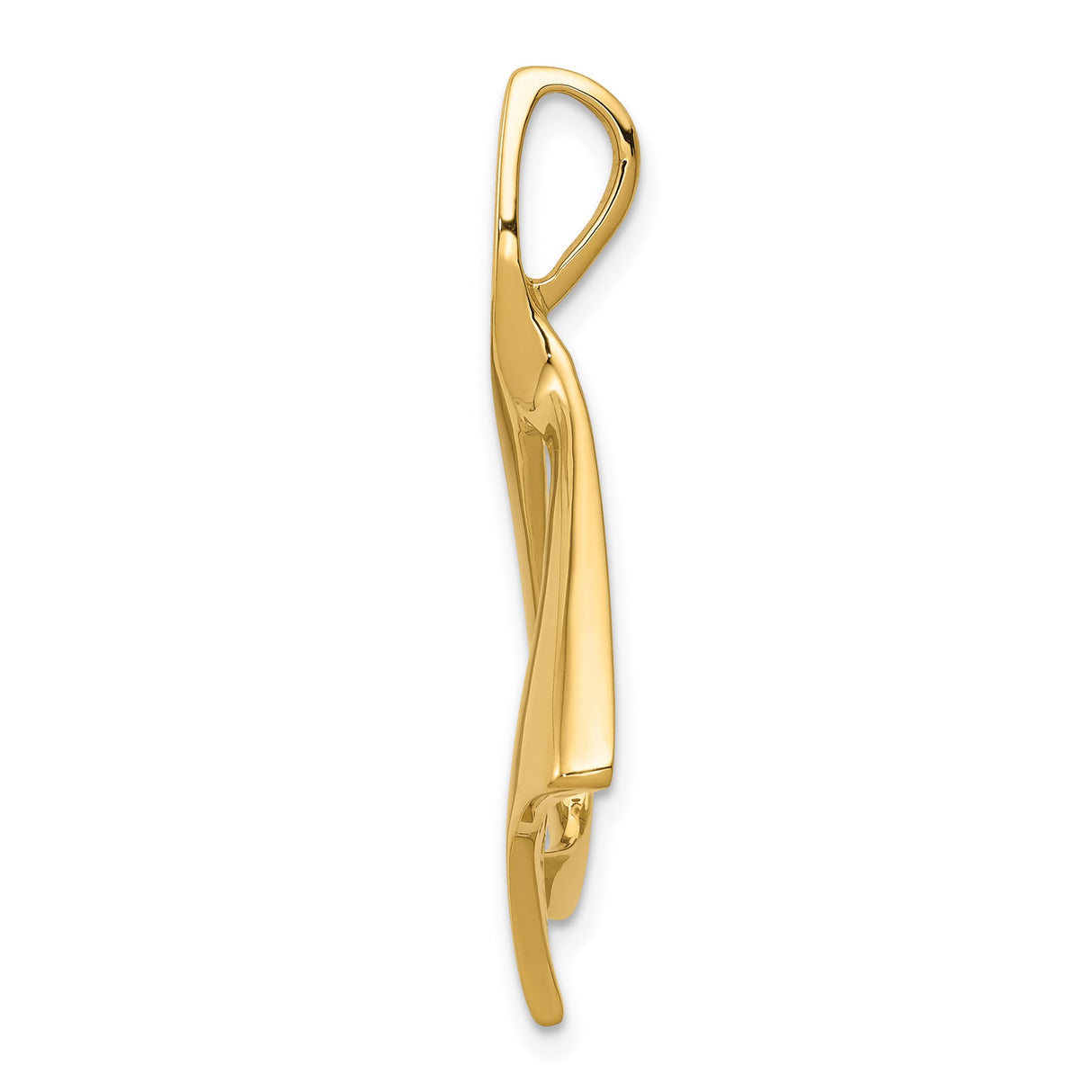 14k Yellow Gold Flame Pendant, Abstract Minimalist Design Symbolizing Passion and Strength