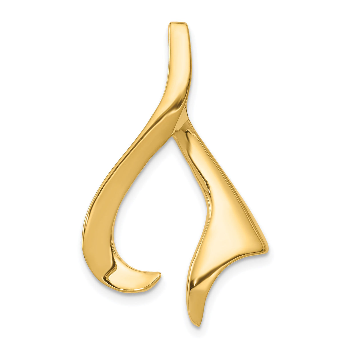 14k Yellow Gold Flame Pendant, Abstract Minimalist Design Symbolizing Passion and Strength