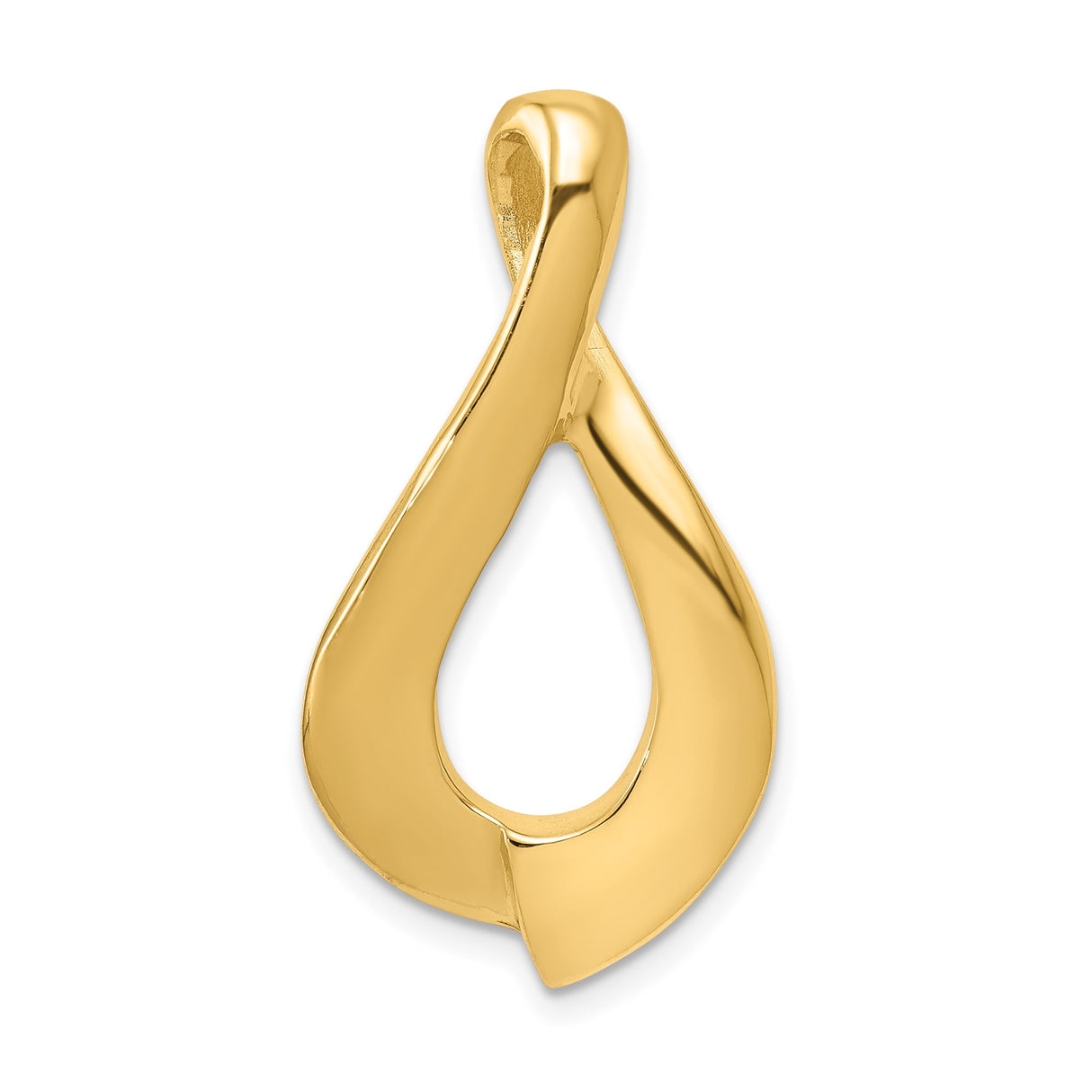 14k Yellow Gold Twisted Teardrop Pendant, Minimalist Abstract Design for Women