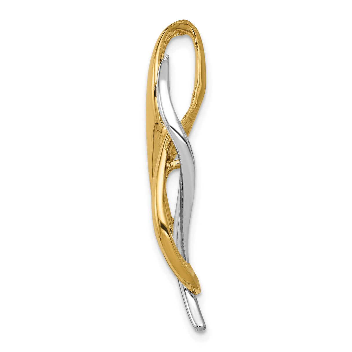 14k Two-Tone Gold Infinity Pendant with Intertwined Yellow and White Gold Ribbons
