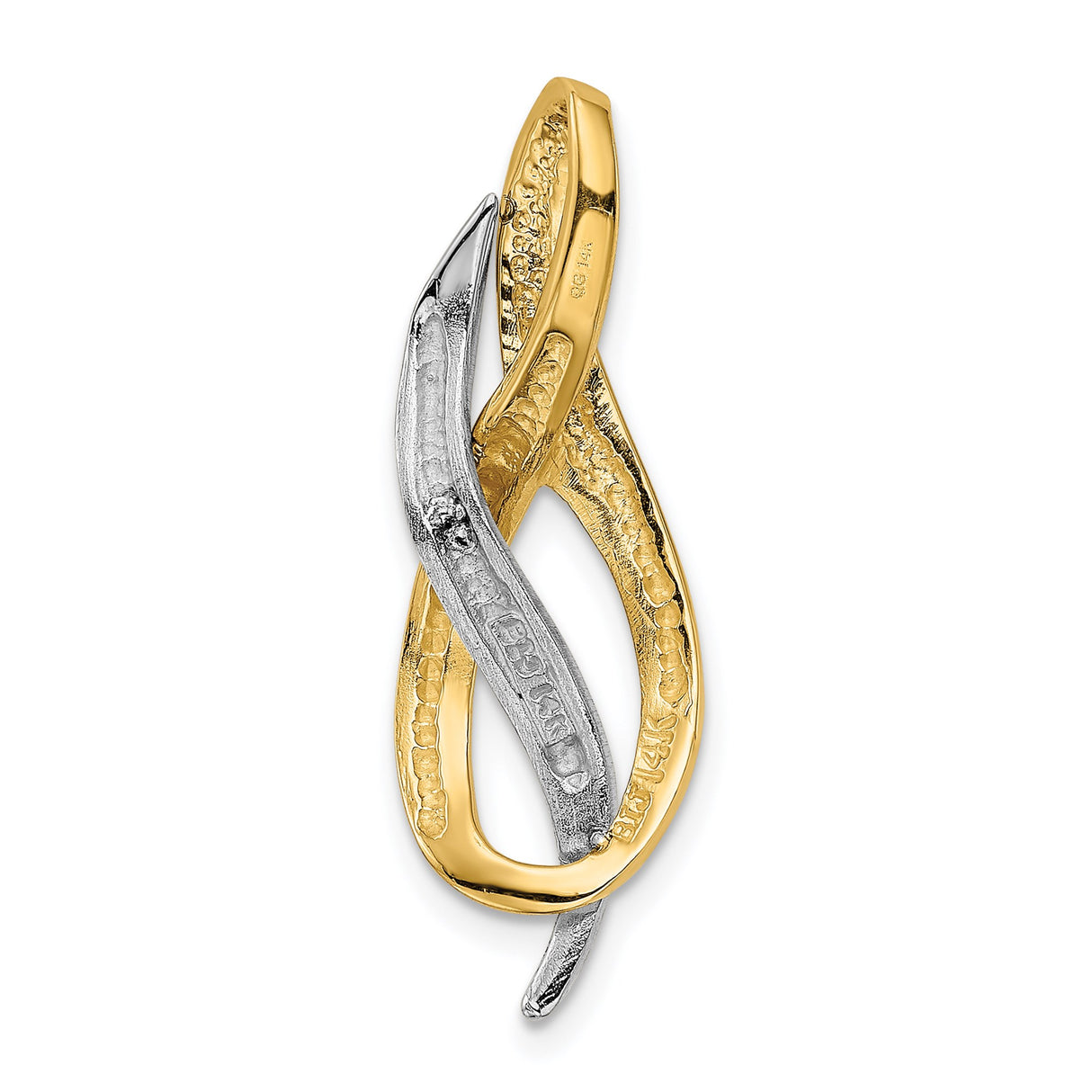 14k Two-Tone Gold Infinity Pendant with Intertwined Yellow and White Gold Ribbons