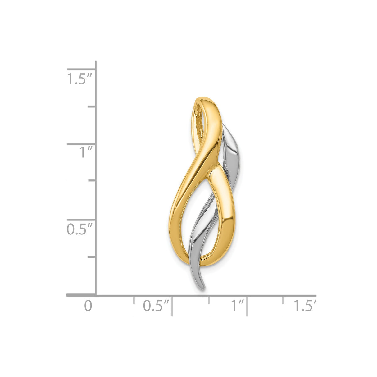 14k Two-Tone Gold Infinity Pendant with Intertwined Yellow and White Gold Ribbons