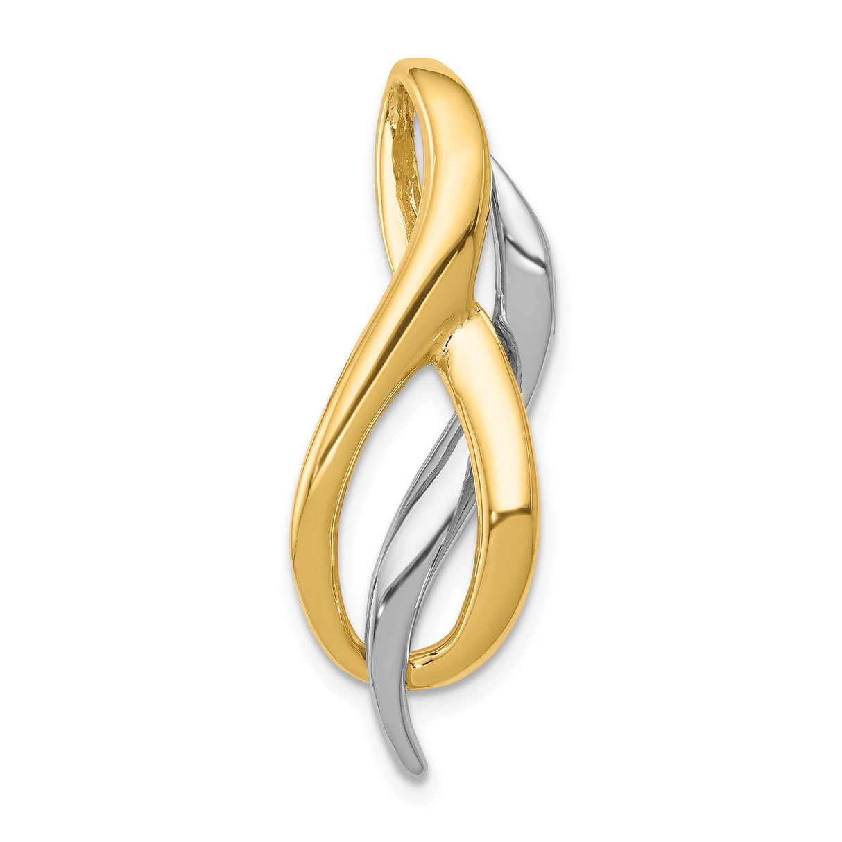 14k Two-Tone Gold Infinity Pendant with Intertwined Yellow and White Gold Ribbons
