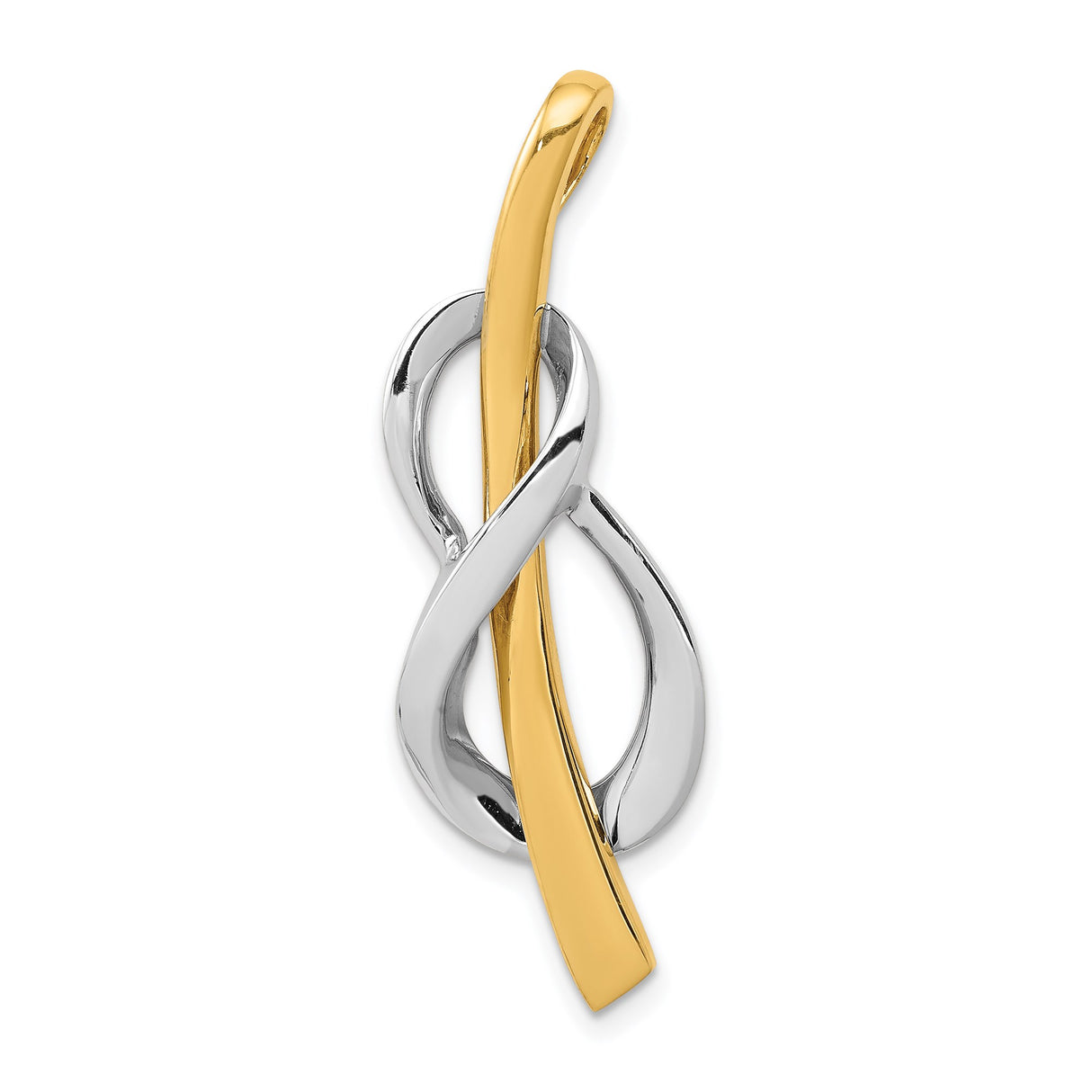 14k Two-Tone Gold Infinity Pendant with Intertwined Design, Symbol of Eternal Love