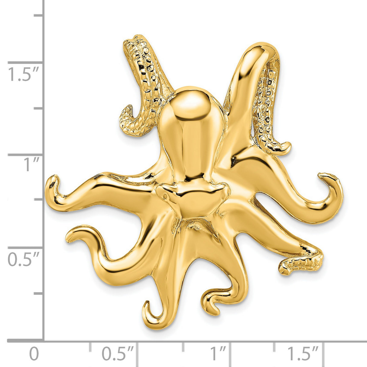 14k Yellow Gold Octopus Pendant, Detailed Tentacles, Nautical Ocean Theme Jewelry for Women or Unisex