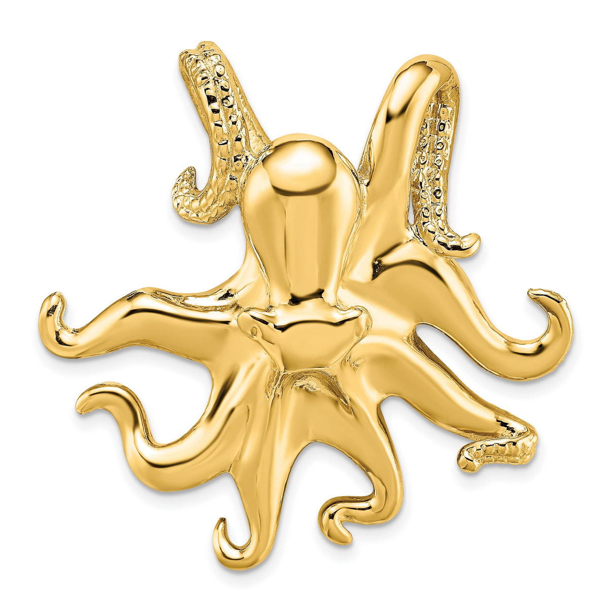 14k Yellow Gold Octopus Pendant, Detailed Tentacles, Nautical Ocean Theme Jewelry for Women or Unisex