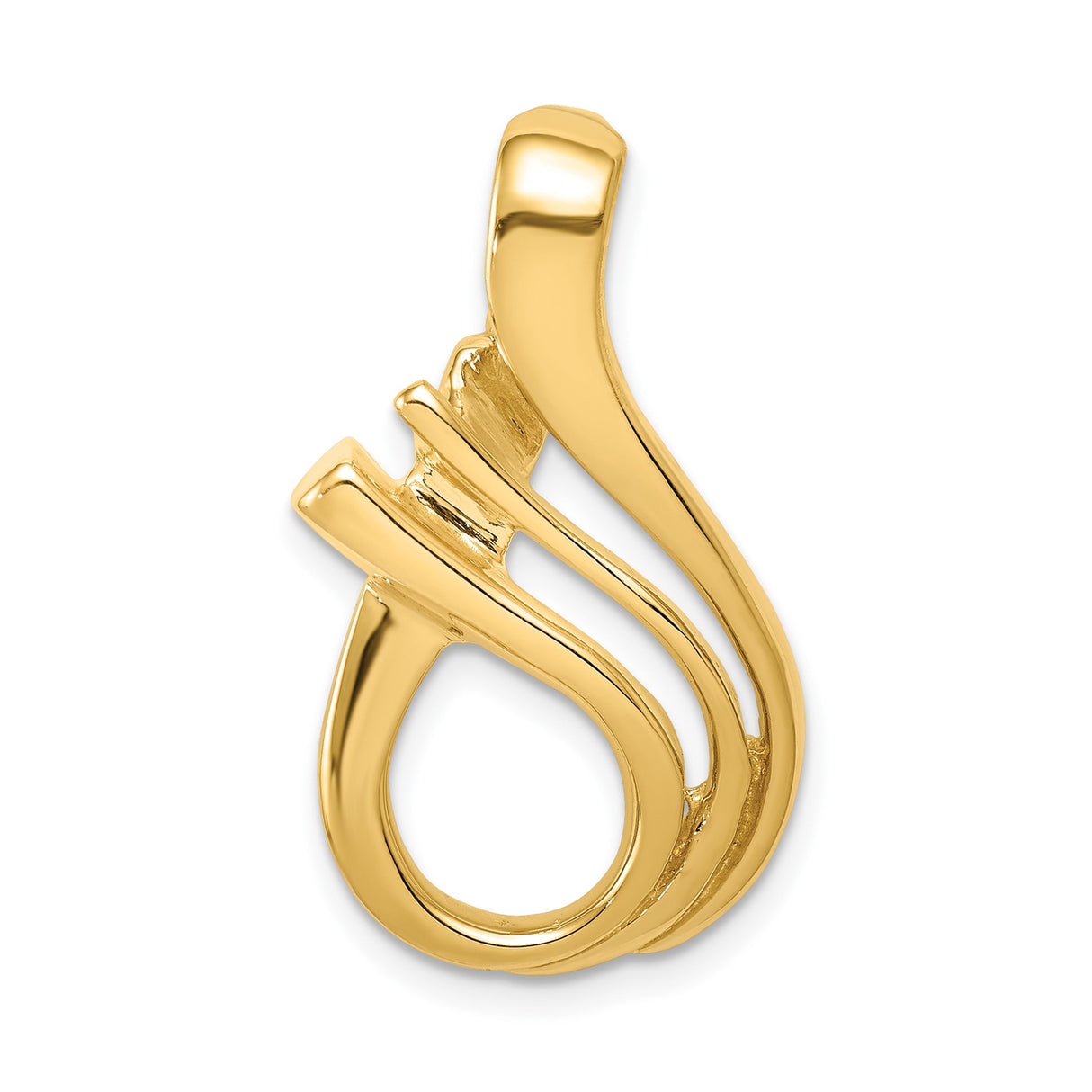 14k Yellow Gold Pendant, Abstract Flowing Modern Design, Minimalist Jewelry for Women