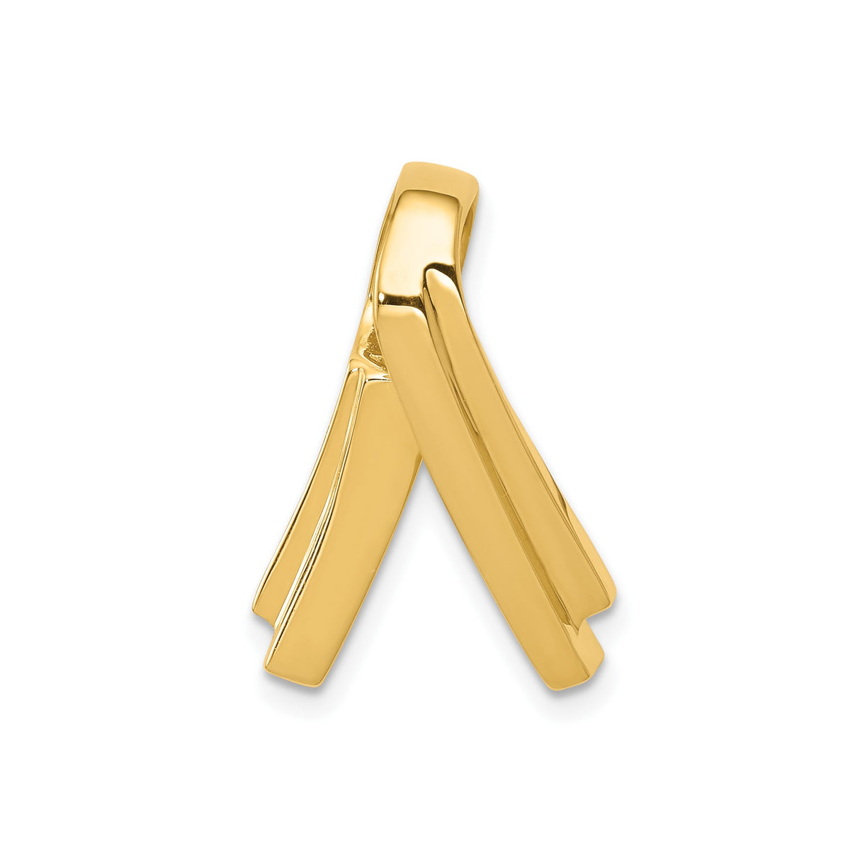 14k Yellow Gold X Pendant with Modern Sleek Crossed Bars Design, Minimalist Unisex Jewelry