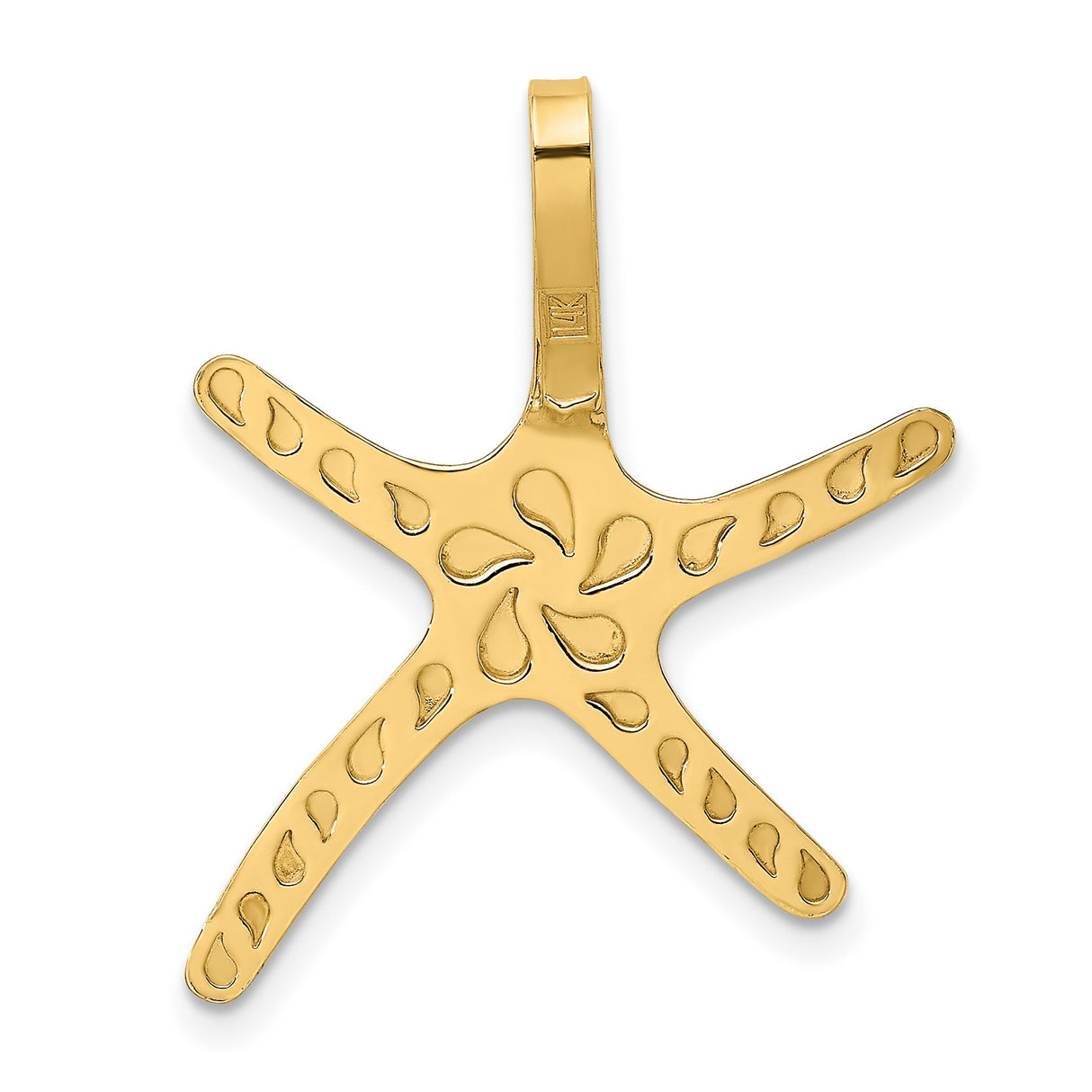 14k Yellow Gold Starfish Pendant, Polished Ocean-Inspired Nautical Jewelry for Women