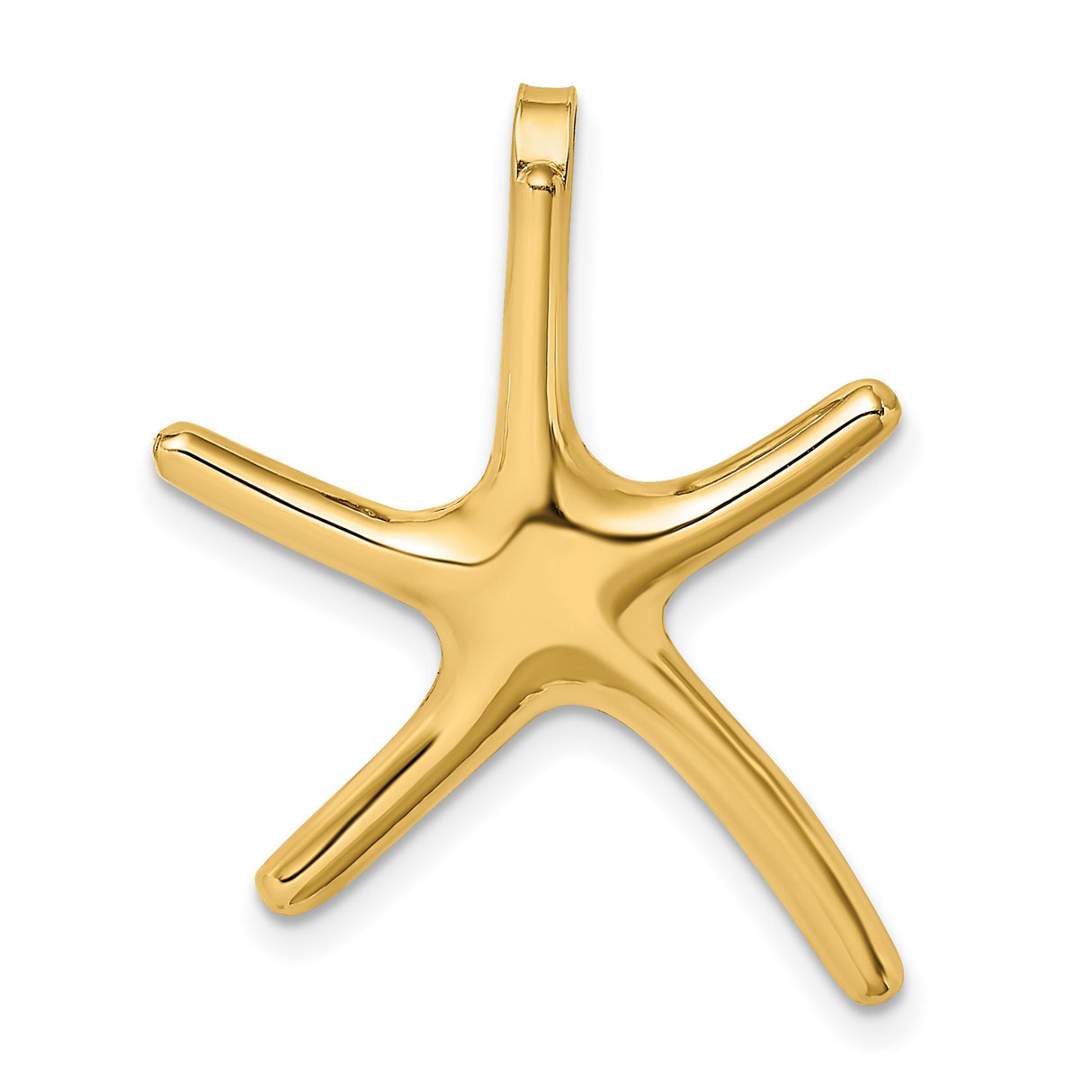 14k Yellow Gold Starfish Pendant, Polished Ocean-Inspired Nautical Jewelry for Women