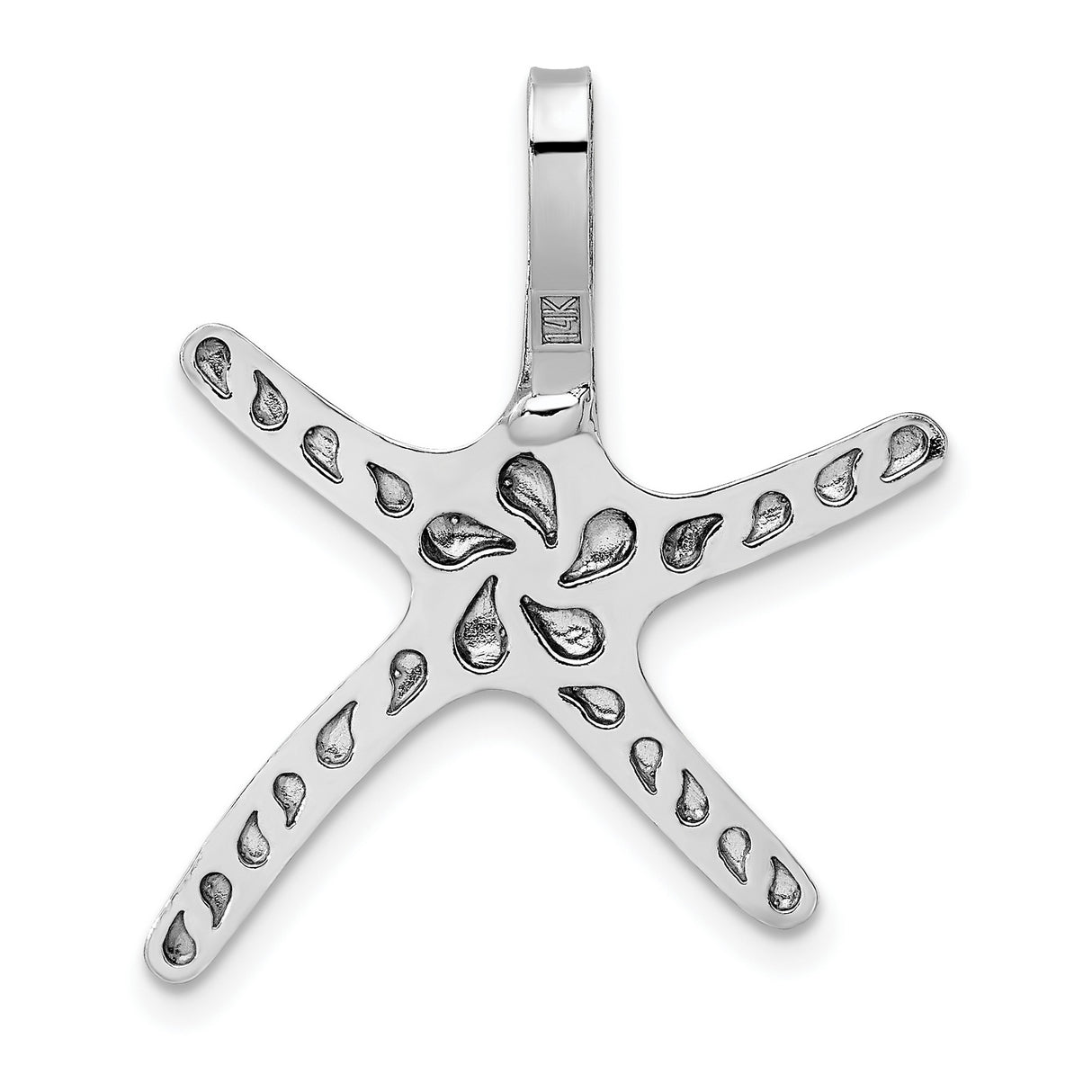 14k White Gold Starfish Pendant, Polished Nautical Marine Charm for Women