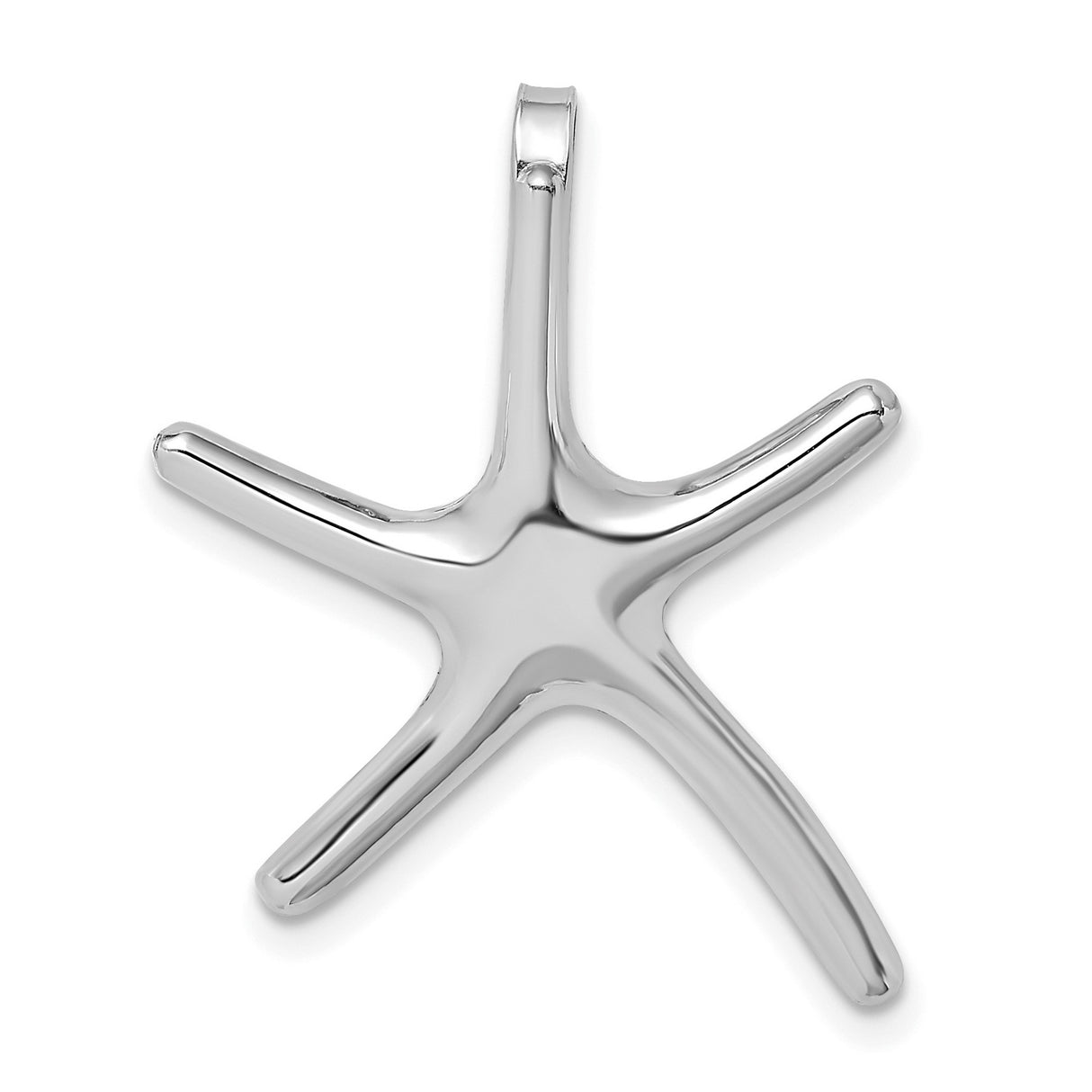 14k White Gold Starfish Pendant, Polished Nautical Marine Charm for Women