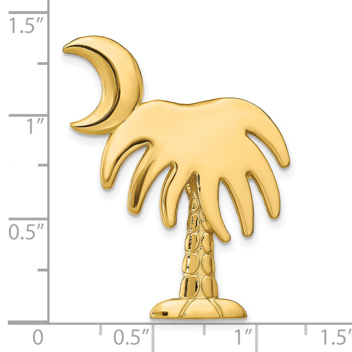 14k Yellow Gold Pendant Charm with Palmetto Moon and Palm Tree Design