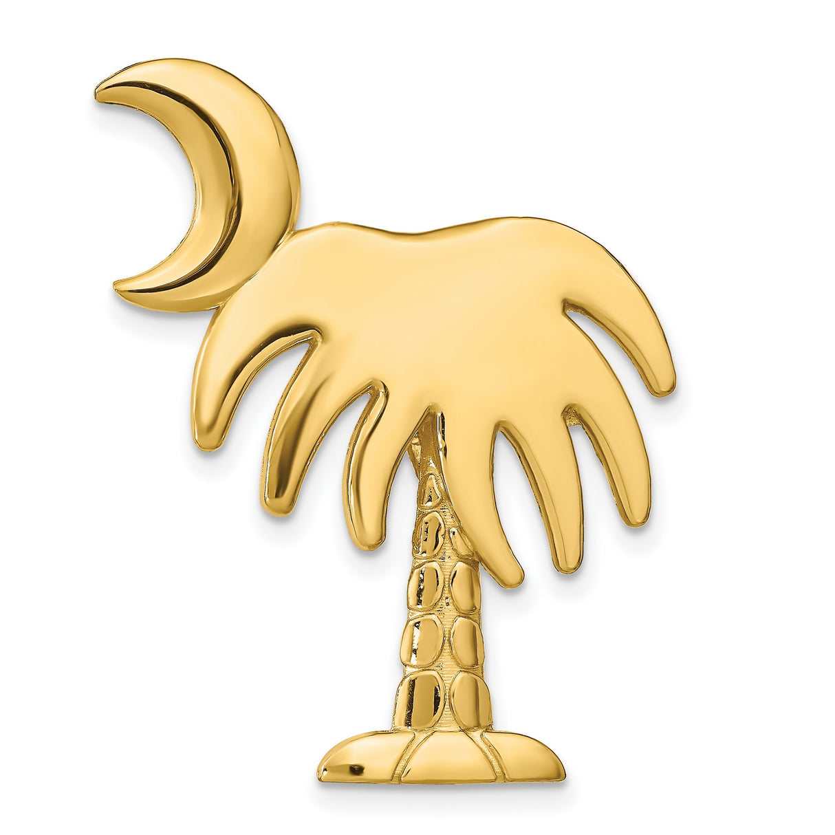 14k Yellow Gold Pendant Charm with Palmetto Moon and Palm Tree Design