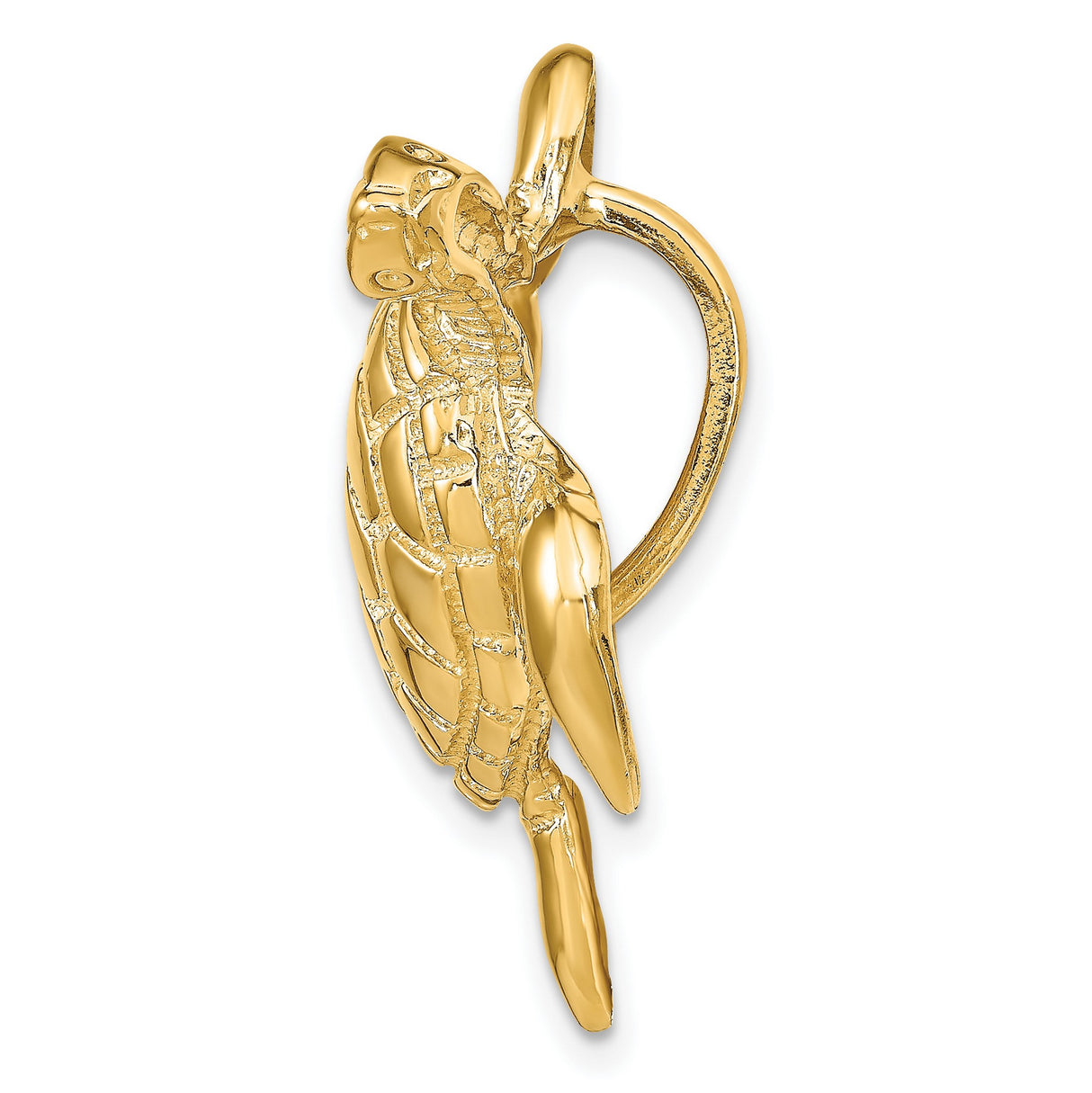 14k Yellow Gold Sea Turtle Pendant with Detailed Shell and Flipper Design, Nature-Inspired Jewelry