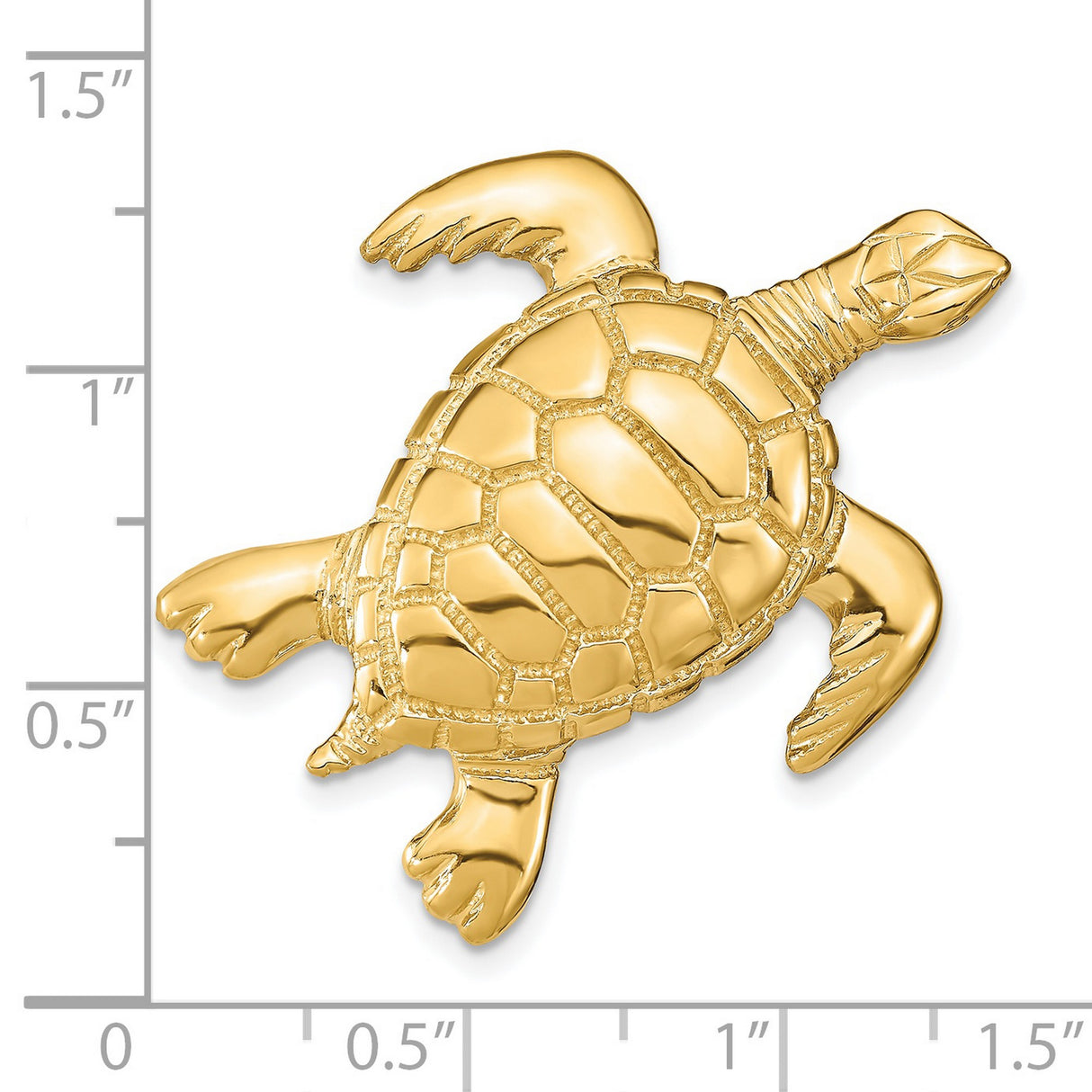 14k Yellow Gold Sea Turtle Pendant with Detailed Shell and Flipper Design, Nature-Inspired Jewelry