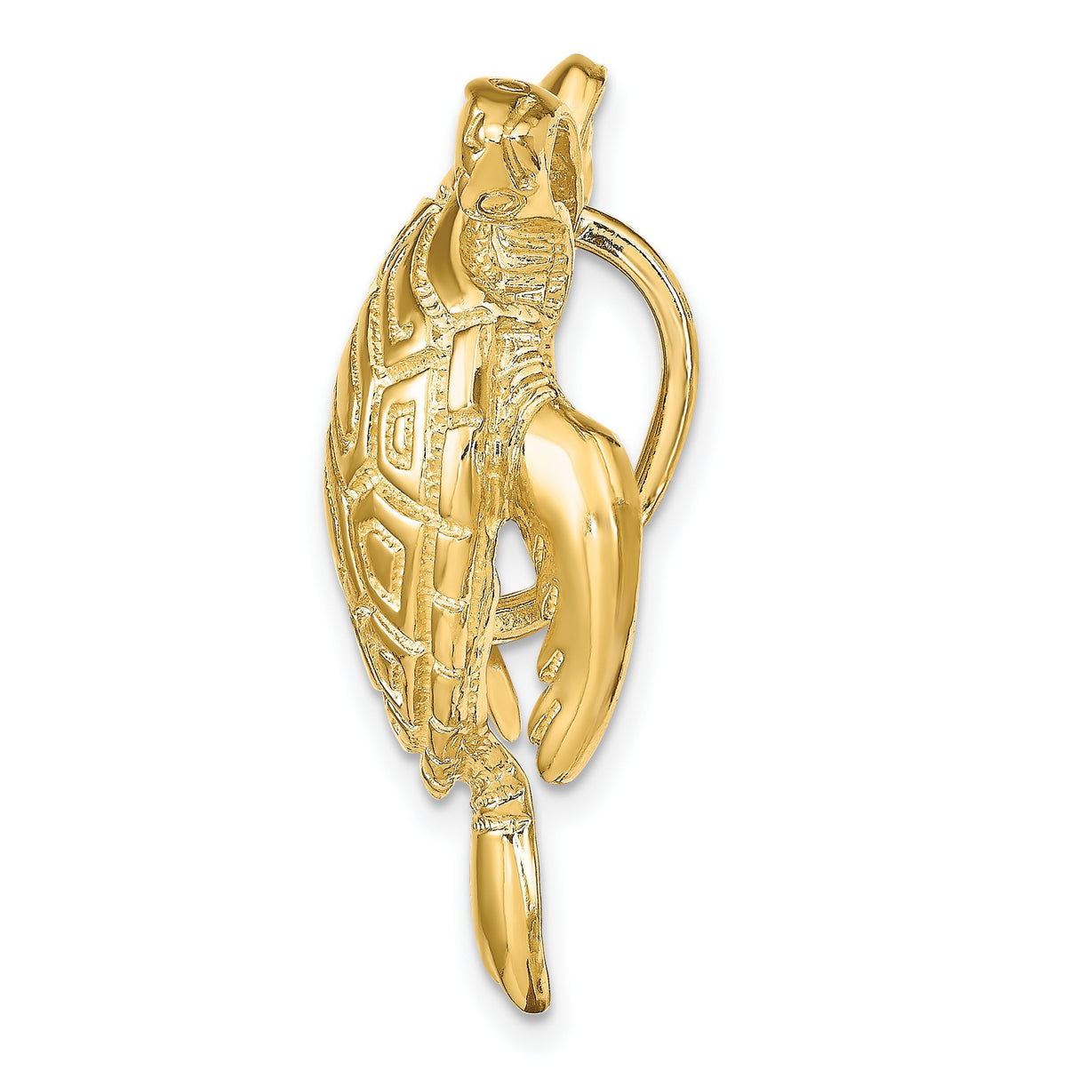 14k Yellow Gold Sea Turtle Pendant with Textured Shell Design, Hawaiian Ocean Theme