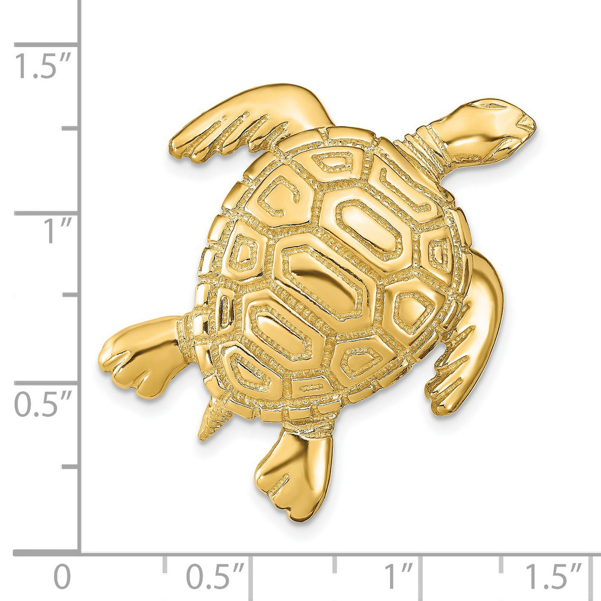 14k Yellow Gold Sea Turtle Pendant with Textured Shell Design, Hawaiian Ocean Theme