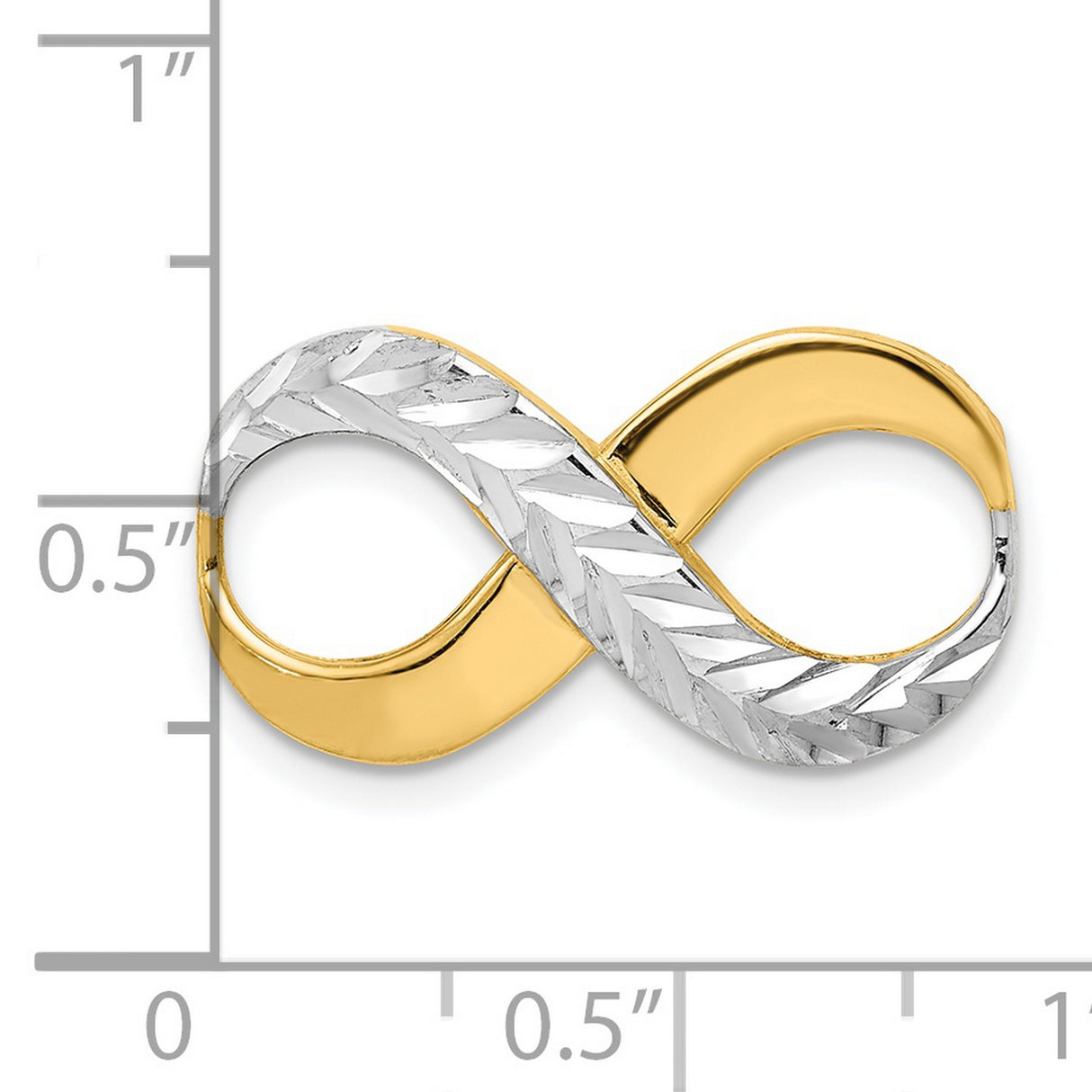 And Rhodium Infinity Symbol Slide Charm Pendant in Real 14k Multi-Tone Gold