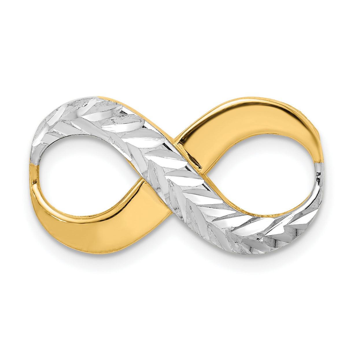 And Rhodium Infinity Symbol Slide Charm Pendant in Real 14k Multi-Tone Gold